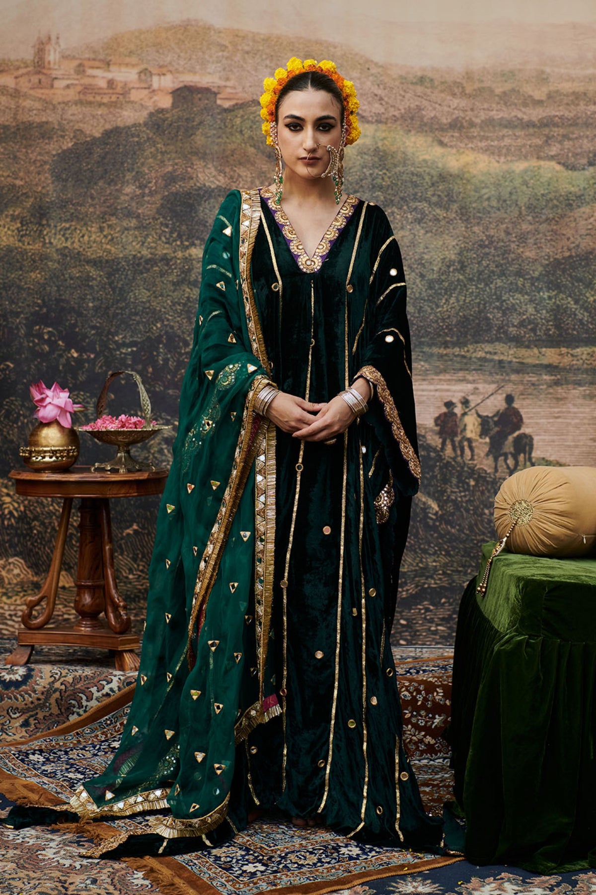 Azal Makhmali Kaftan With Dupatta