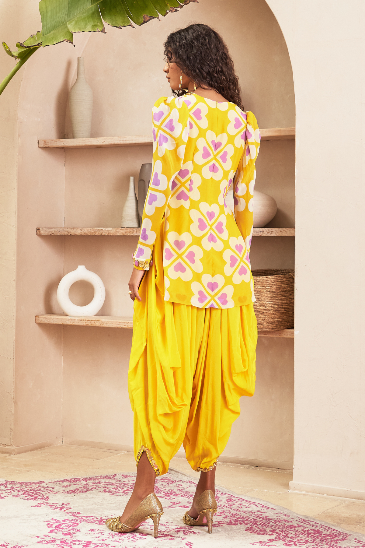 Ambre Yellow Tunic With Dhoti Pant Set