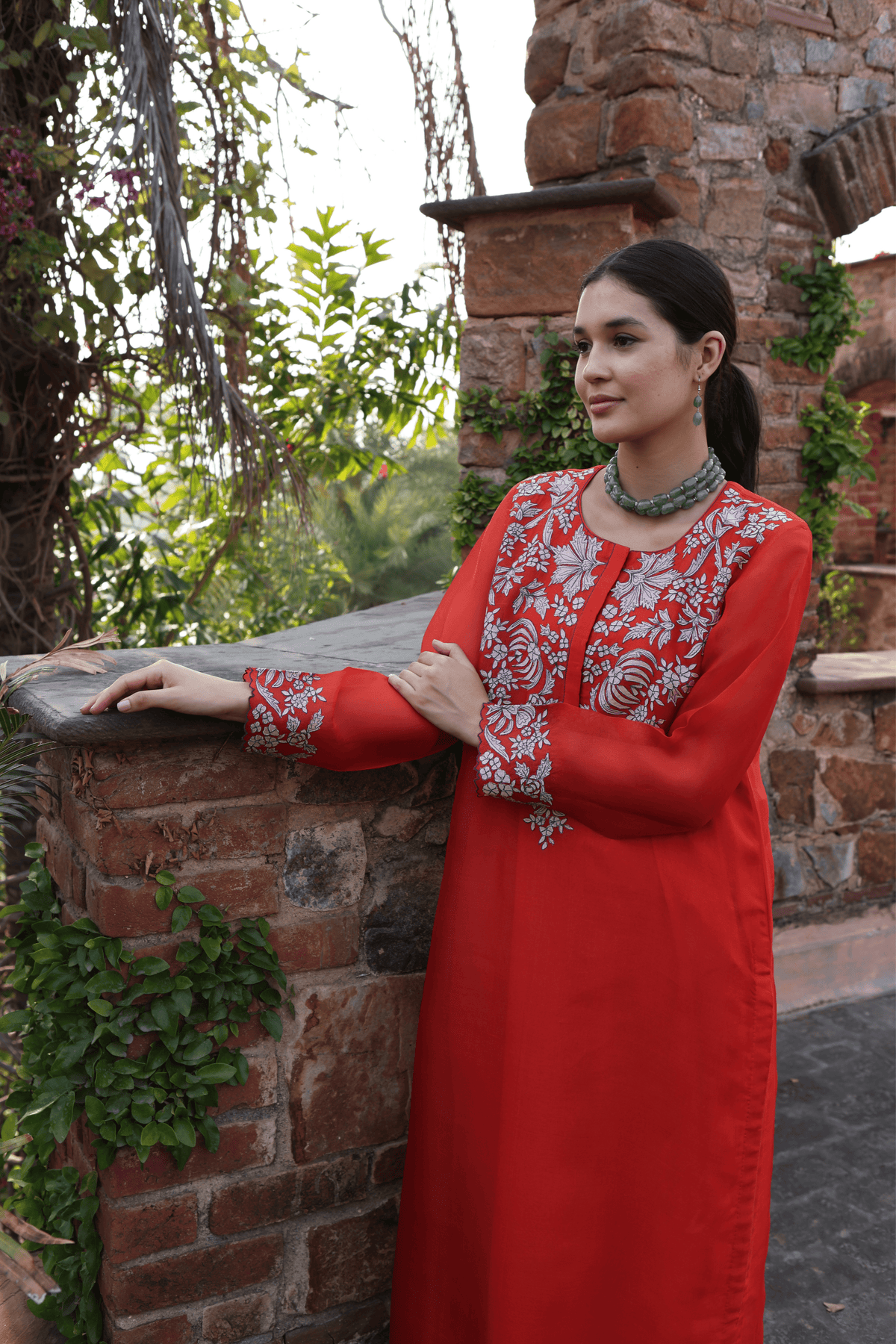 Dusty Orange Organza Kurta And Pant