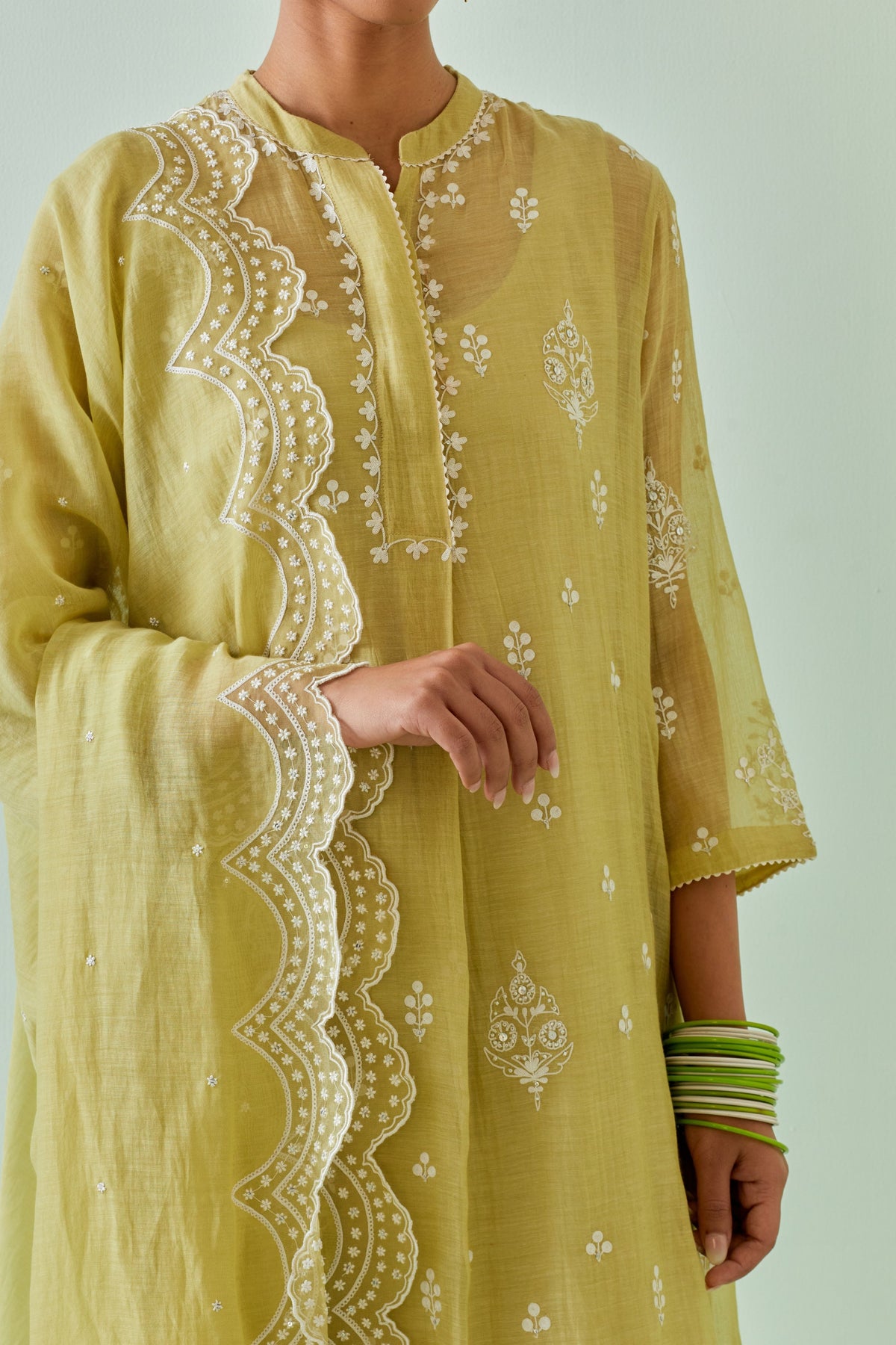 Green Dori Embroidery Kurta Set