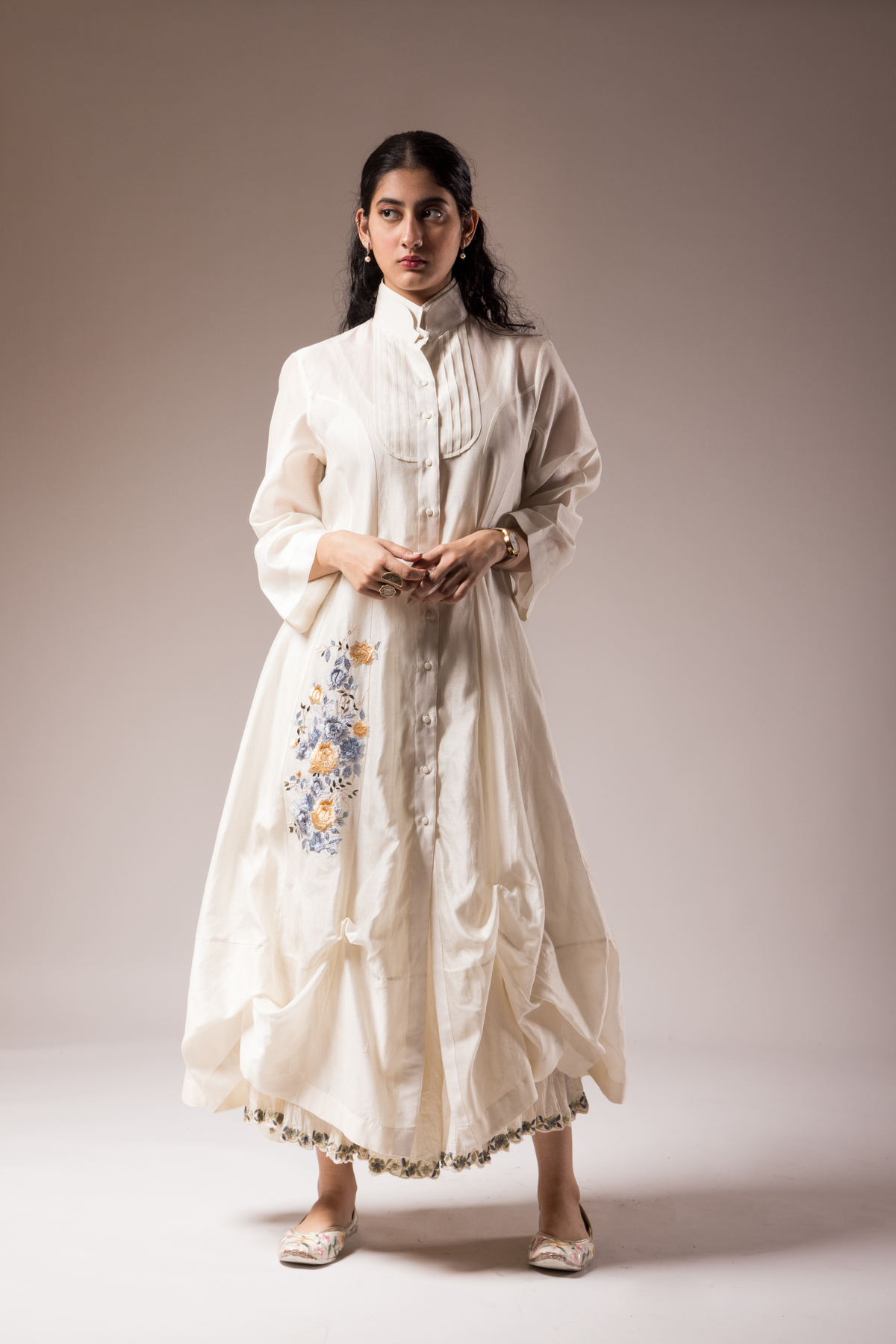 High Neck Chanderi Dress