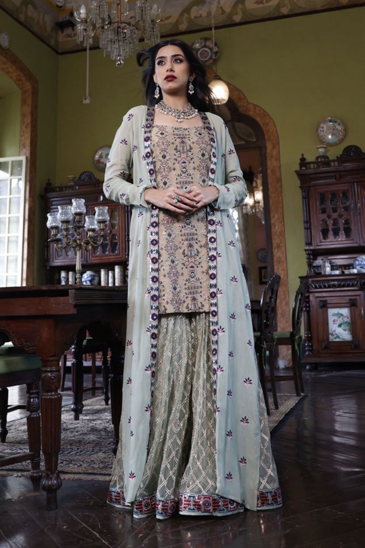 Kurta with Sharara and Cape