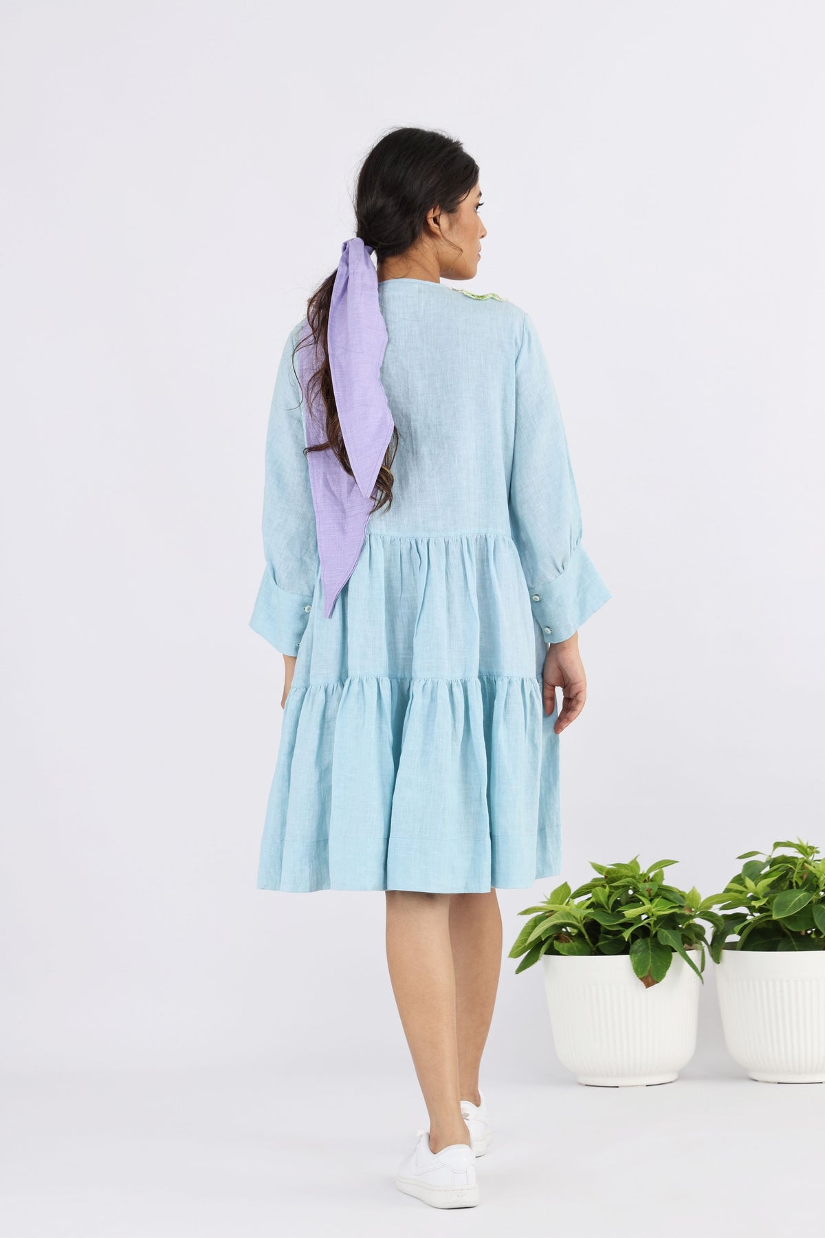 Pale Blue Barrel Flare Dress