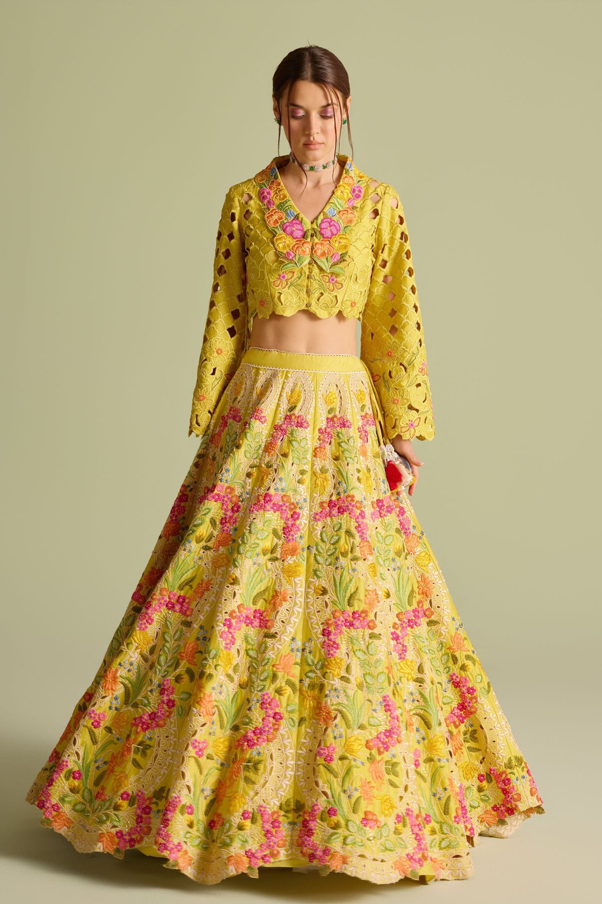 Yellow Cutwork Bolero Jacket