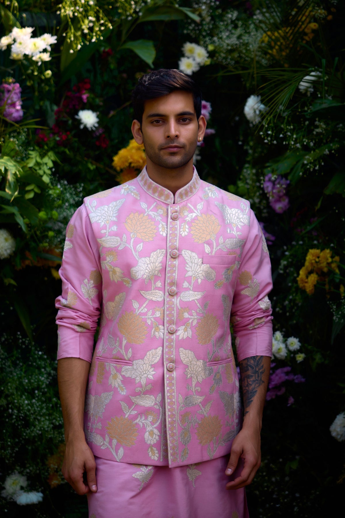 Orchid Pink Waist Coat Kurta Set