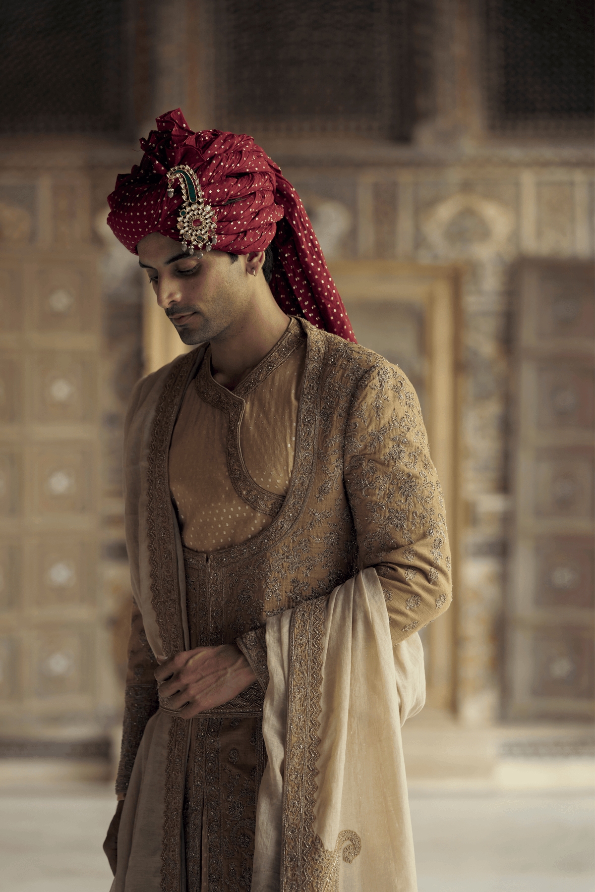 Matka Silk Sherwani Set