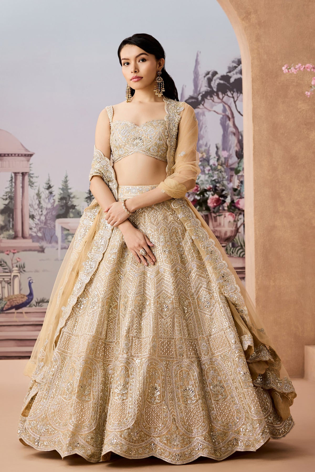 Alld Champagne Pearl Lehenga Set