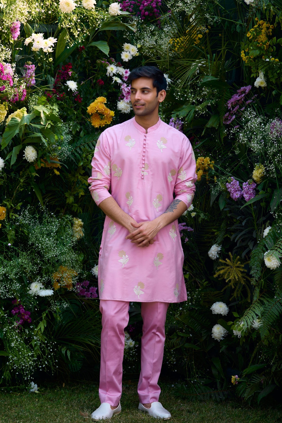 Orchid Pink Waist Coat Kurta Set