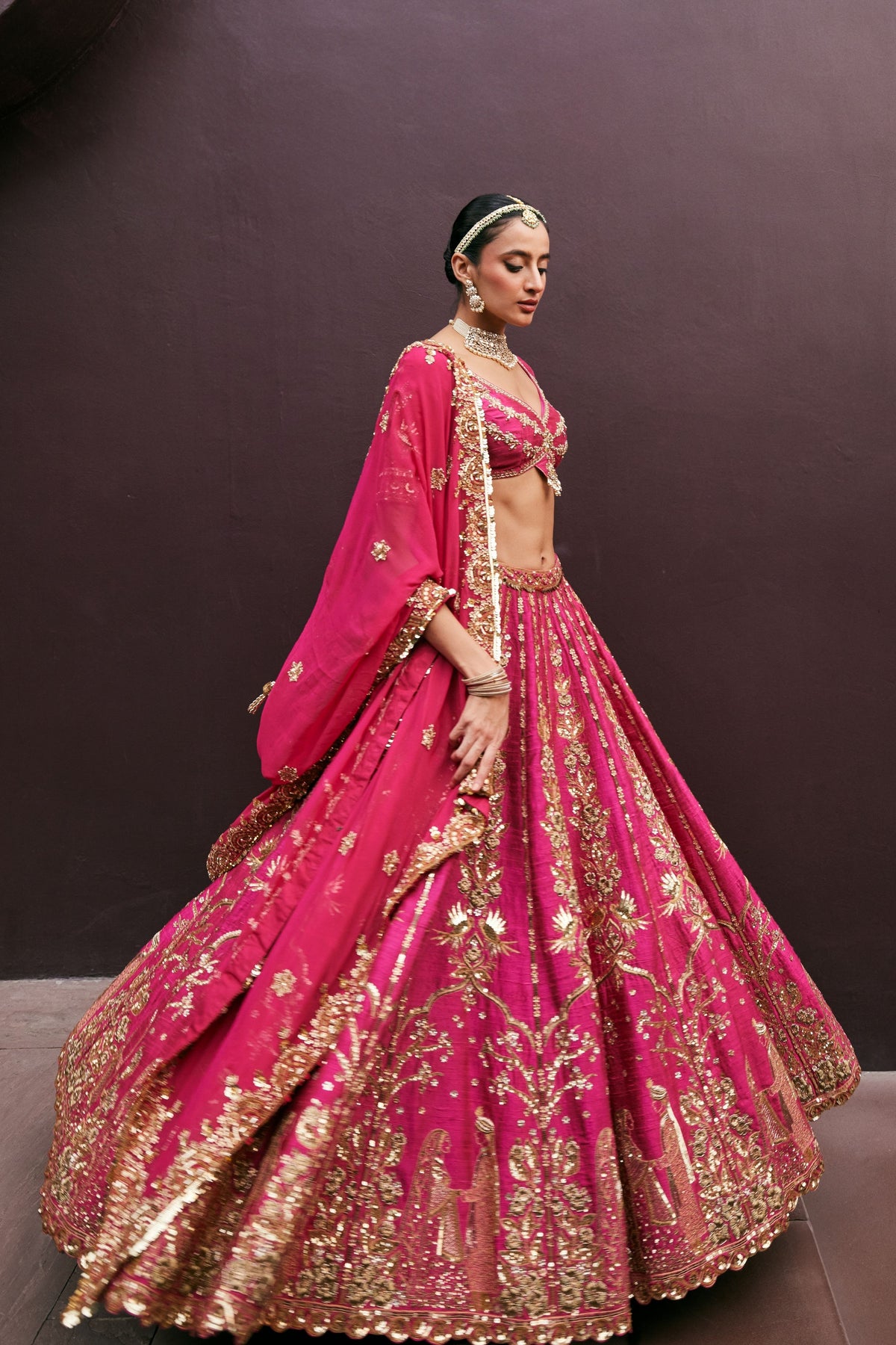 Rani Pink Bridal Lehenga Set