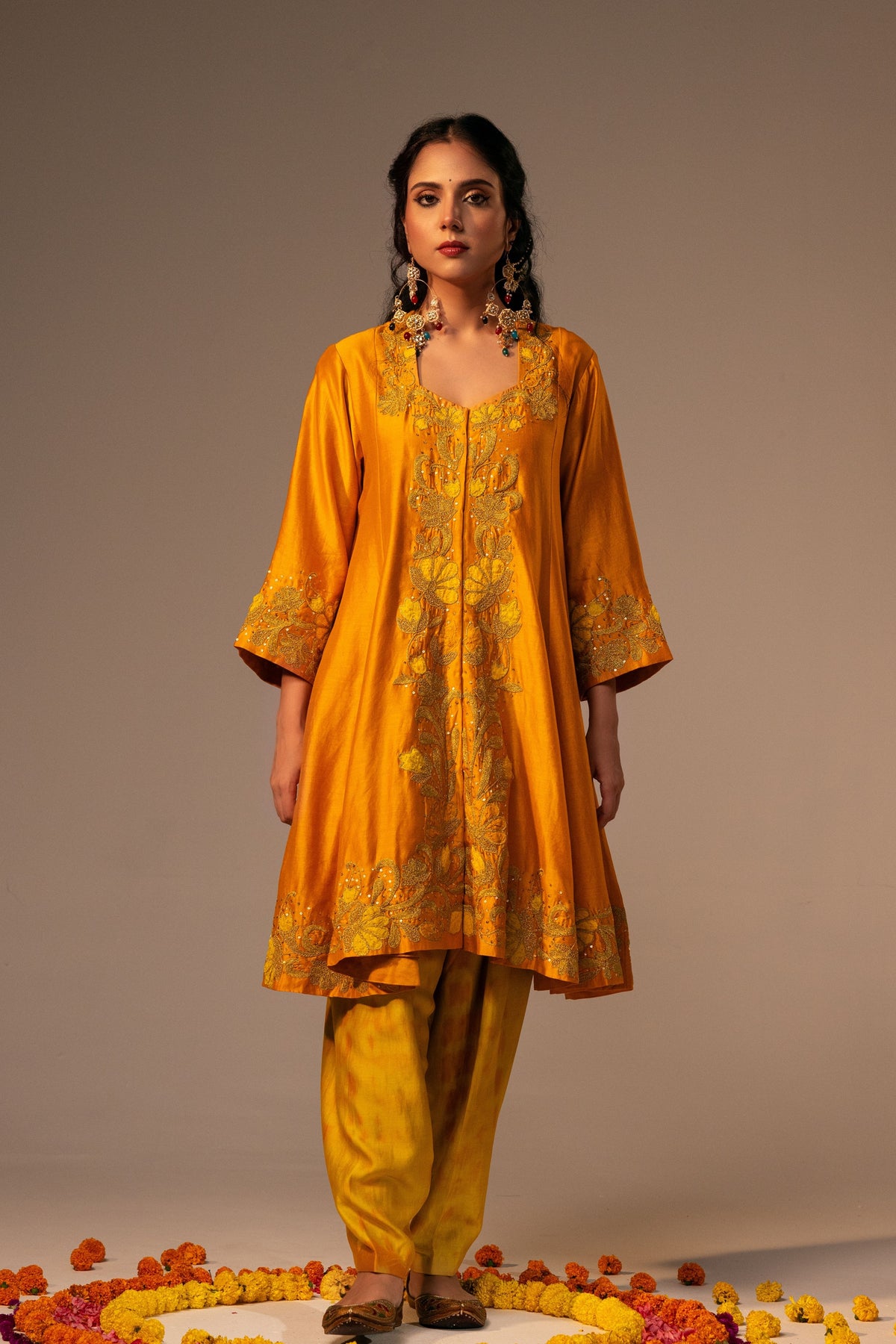 Orange Kurta With Salwar