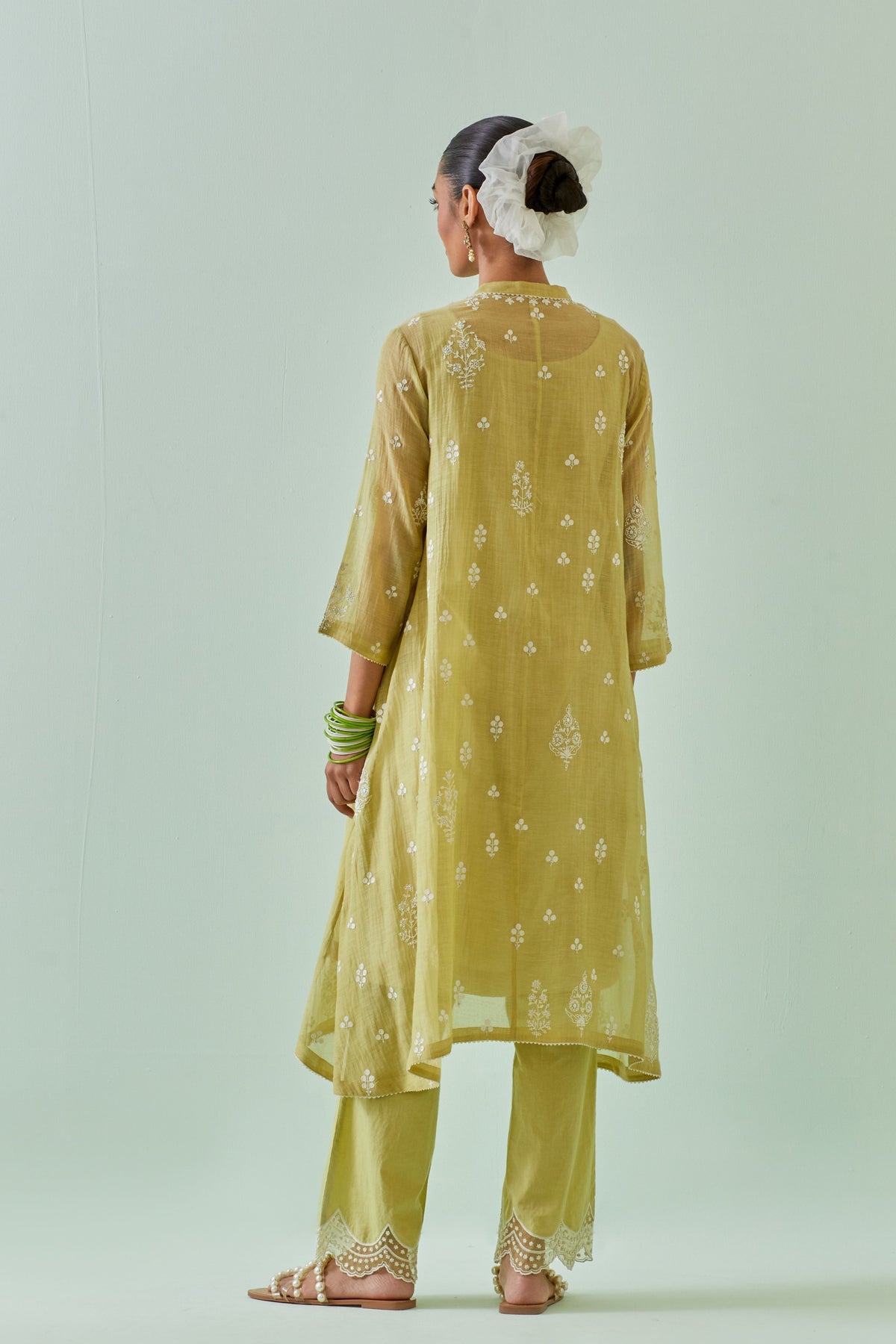 Green Dori Embroidery Kurta Set