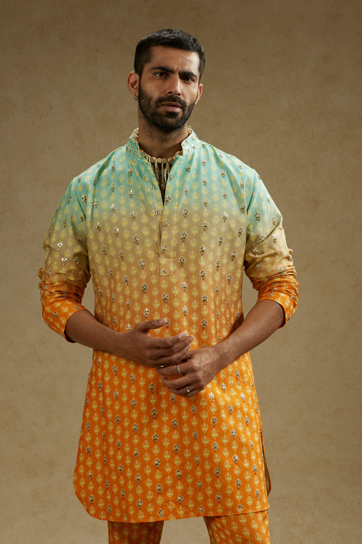 Ombre Print Highlighted Kurta Set