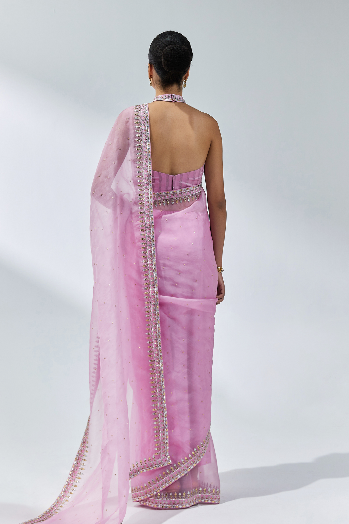 Orchid Pink Embroidered Saree Set