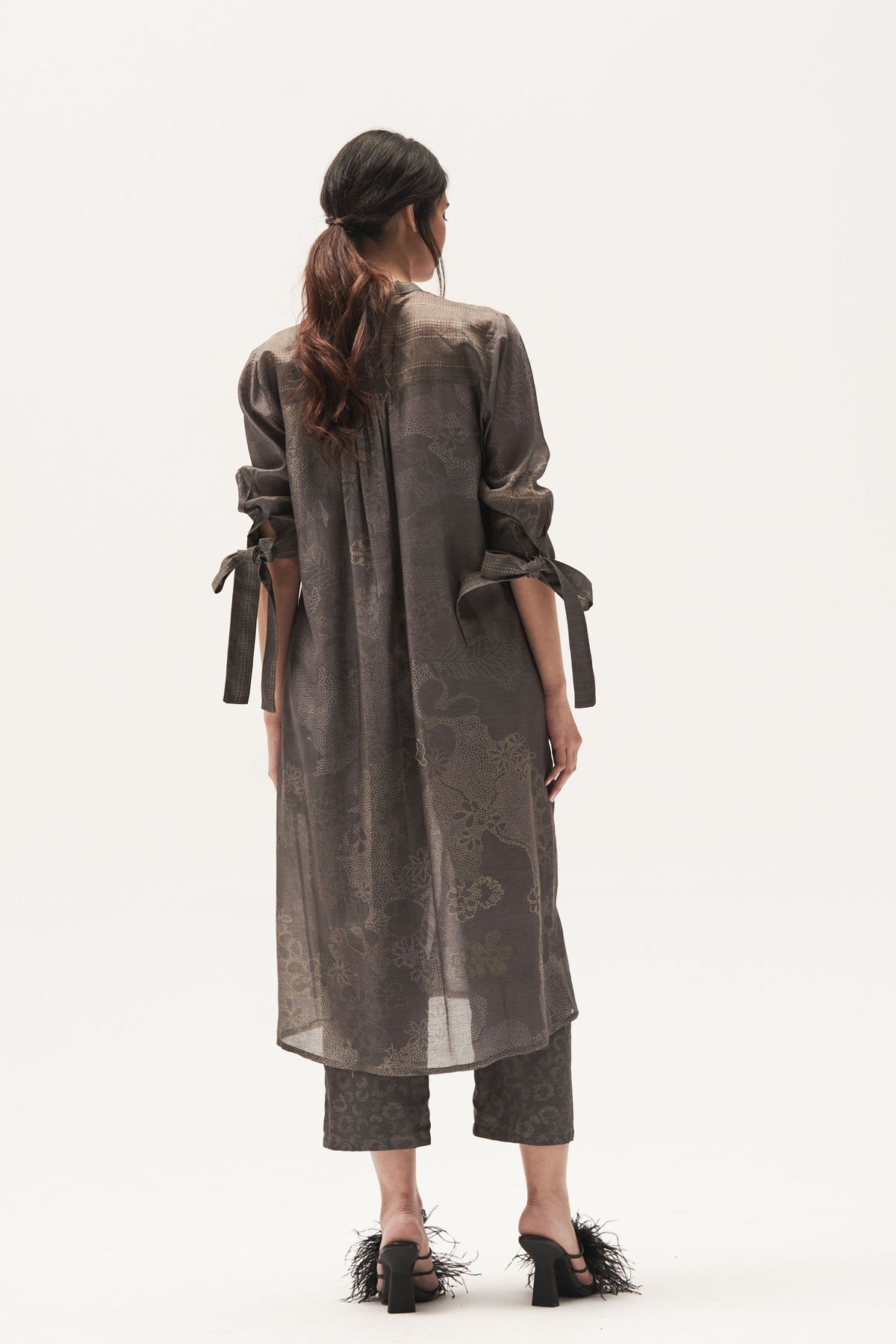 Botanical Long Shirt Knotted Tunic