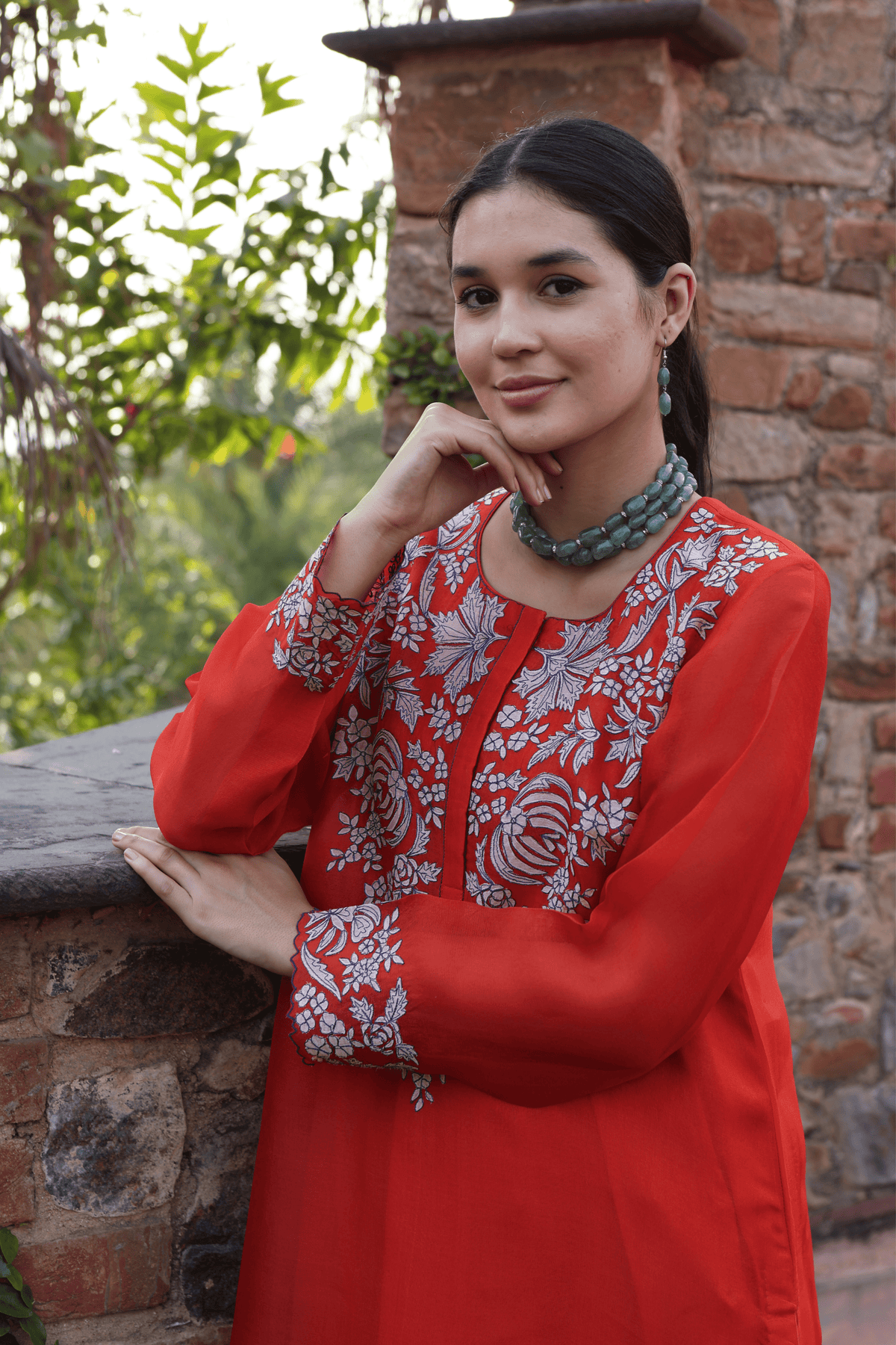 Dusty Orange Organza Kurta And Pant