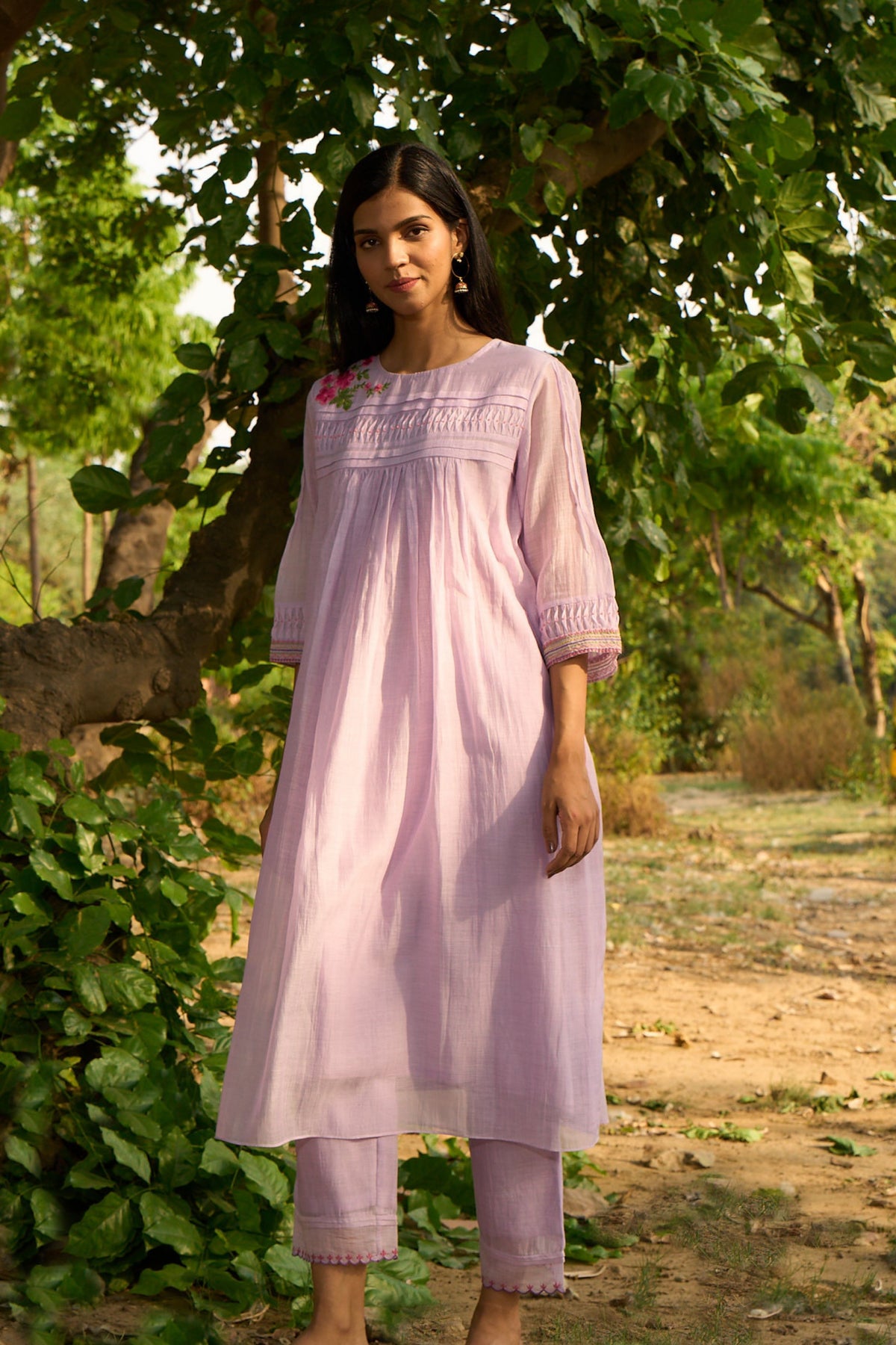 Pleated Kurta Pant Set