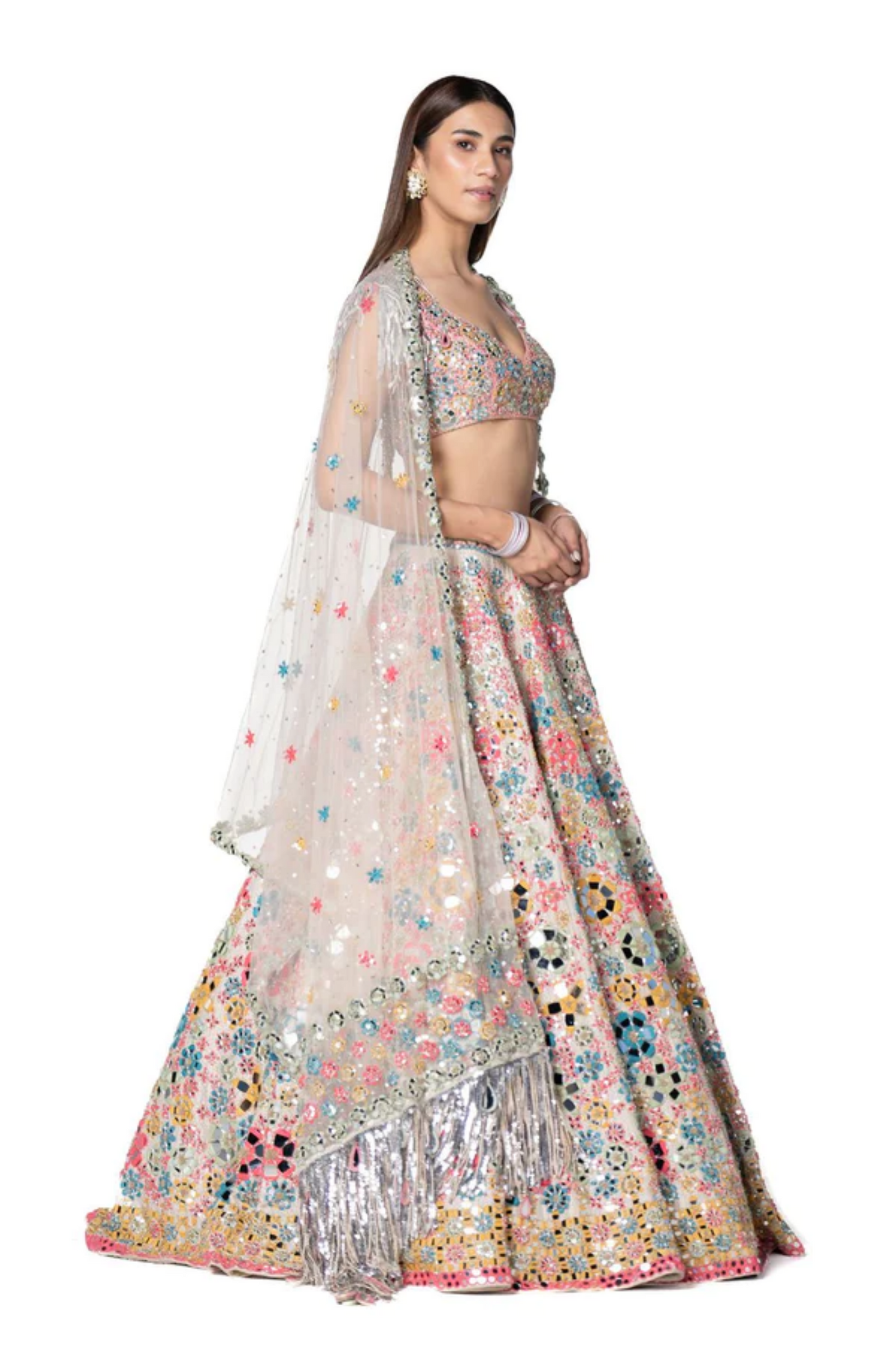 Buy White Lehenga And Blouse- Organza Embellished & Net Work Bridal Set For  Women by Abhinav Mishra Online at Aza Fashions.