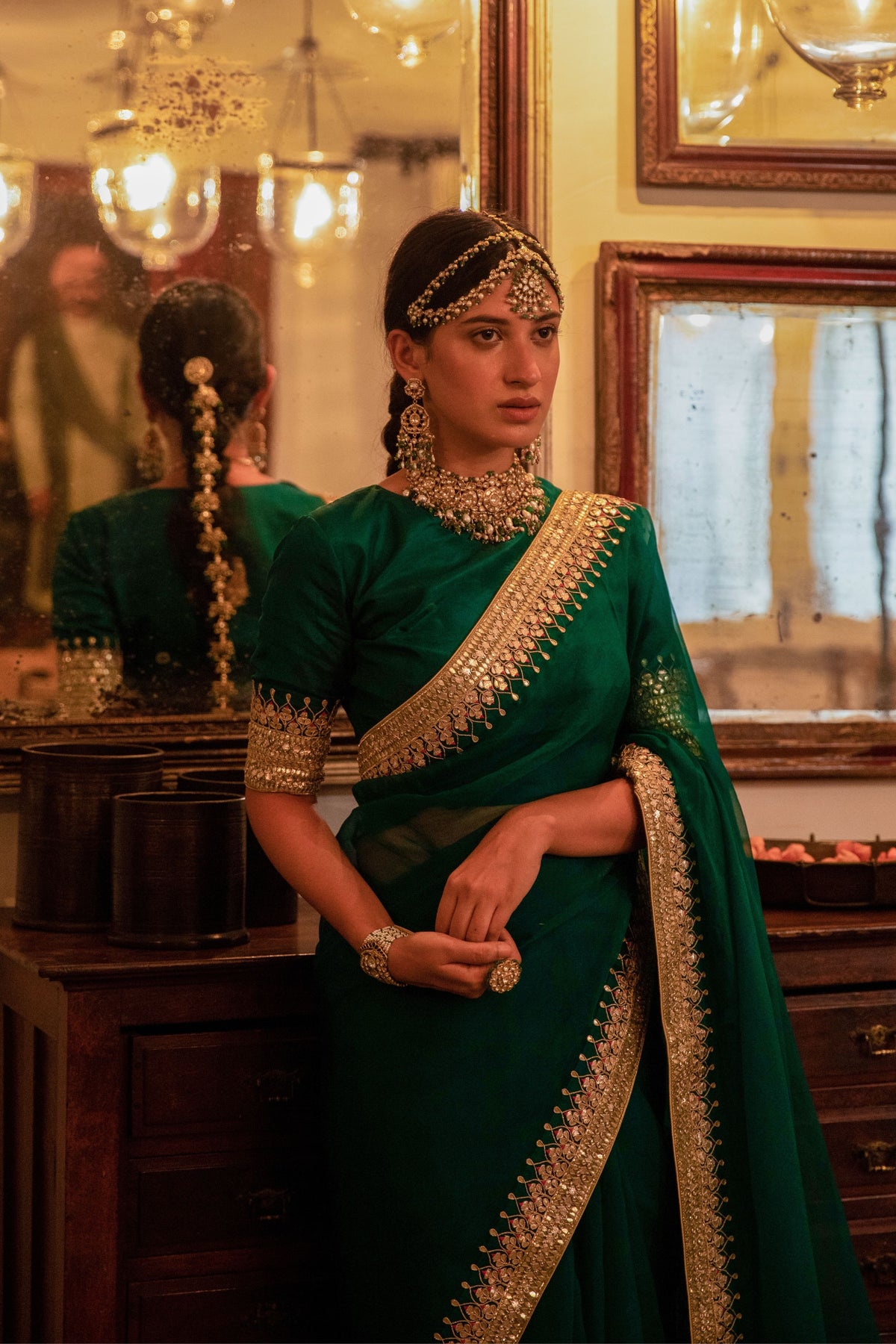 Emerald Green Bridal saree Set