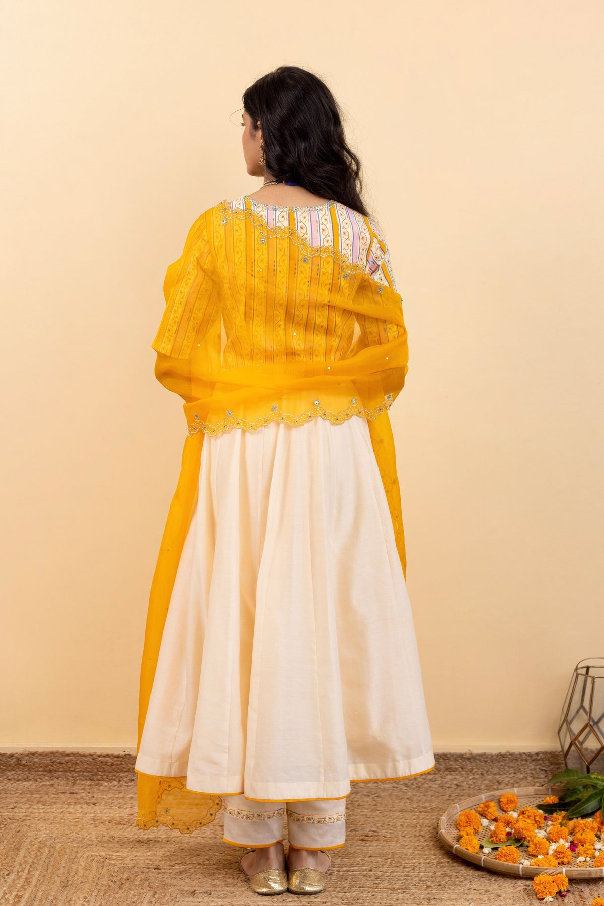 Yellow Kira Anarkali Set