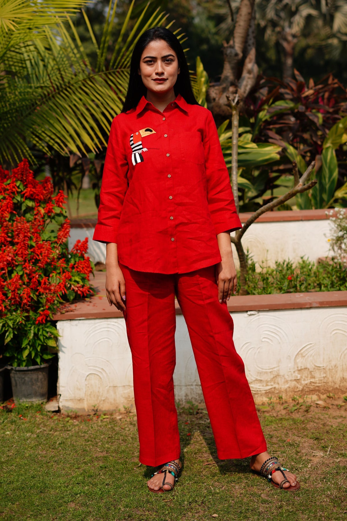 Red Toucan Stripe Shirt