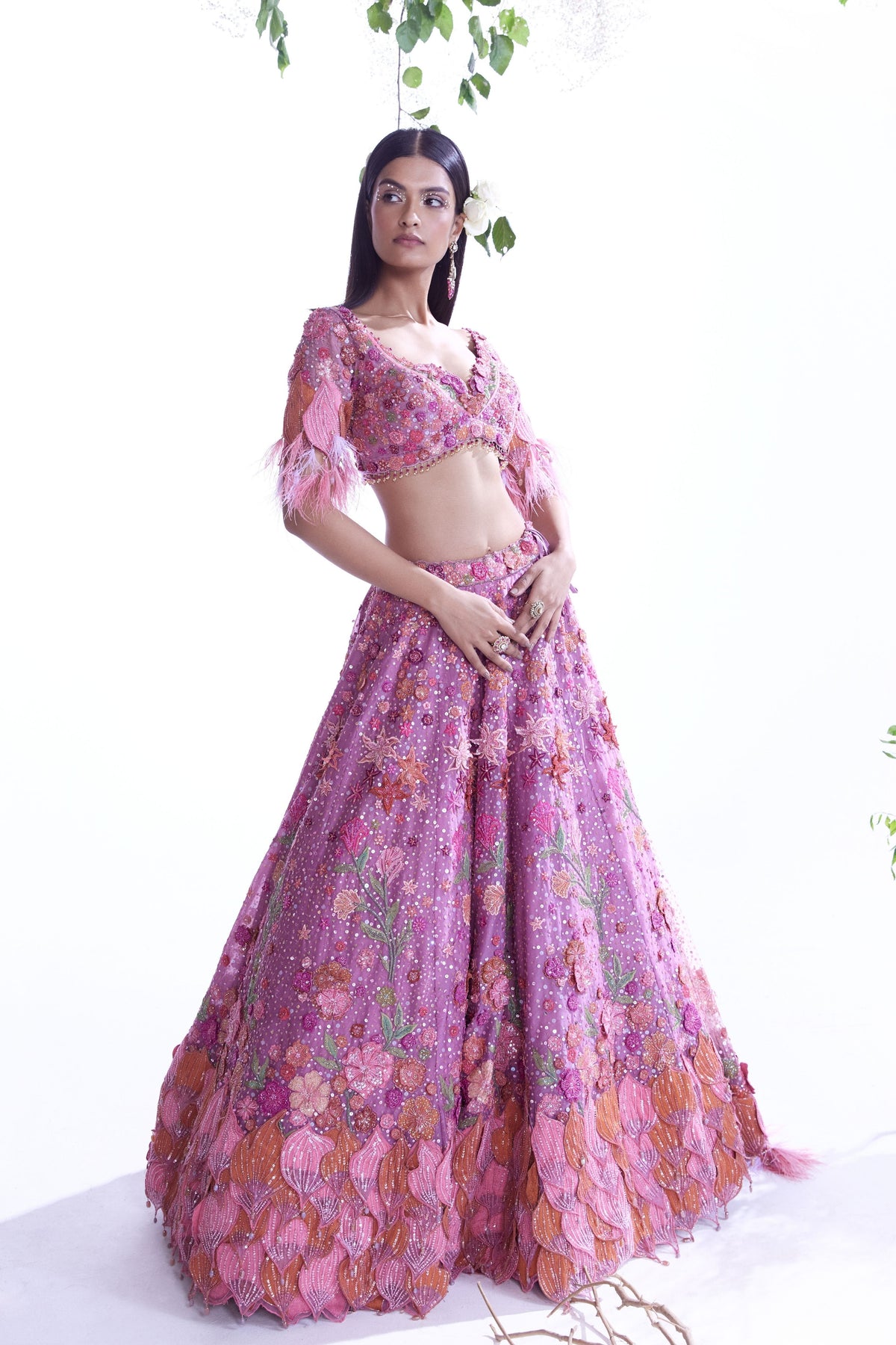 Base Light Purple Lehenga Set