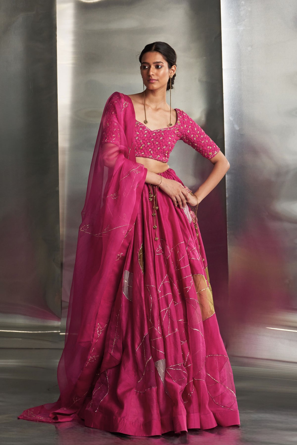 Mulberry Pop Pink Lehenga Set