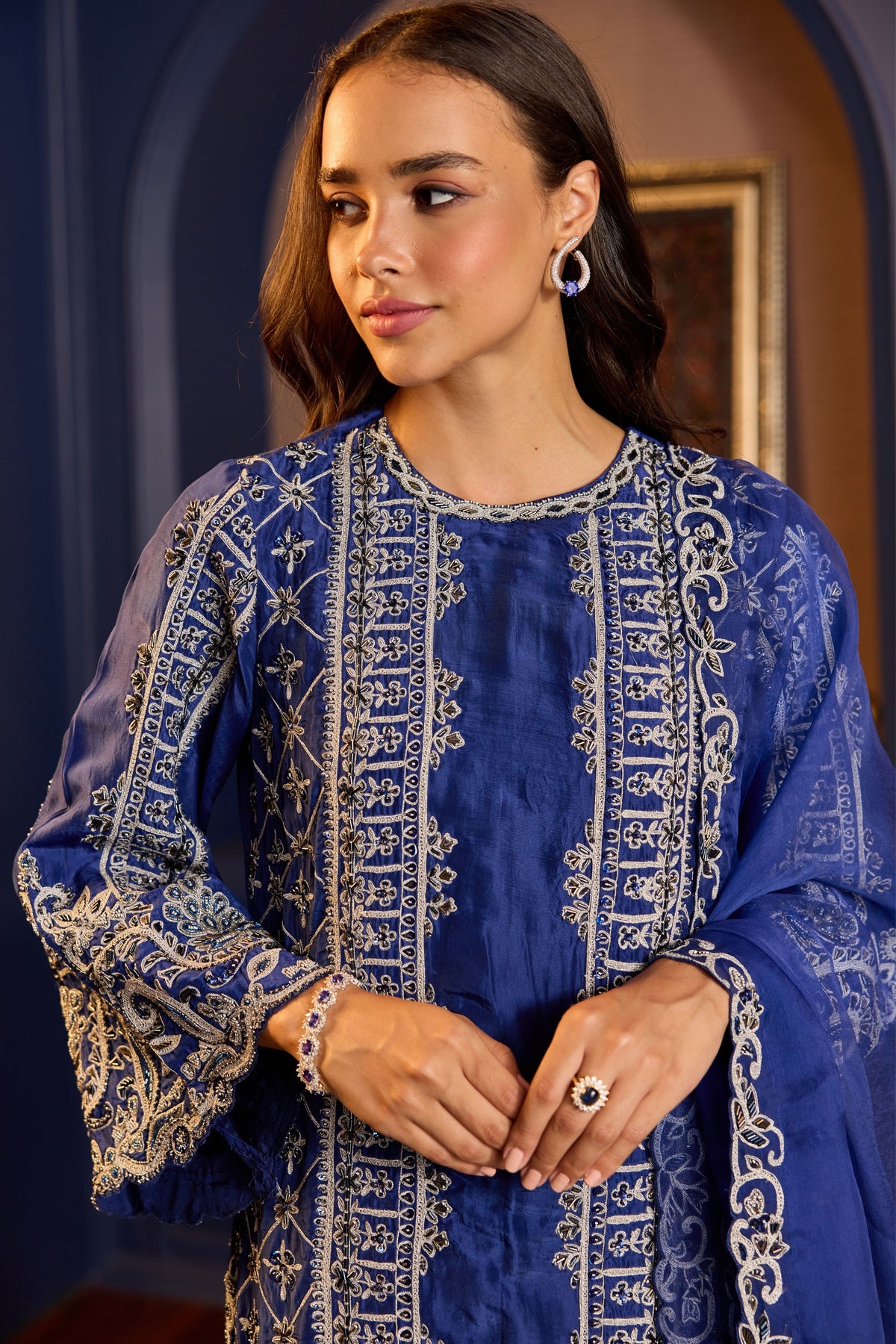 Stunning Blue Silk Pakistani Suit