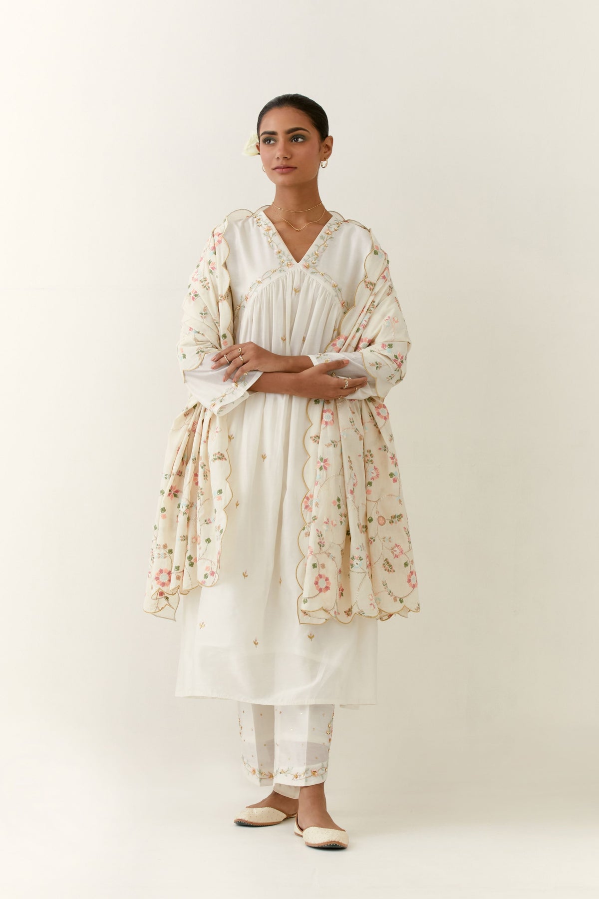 Off White Yoke Kurta Set