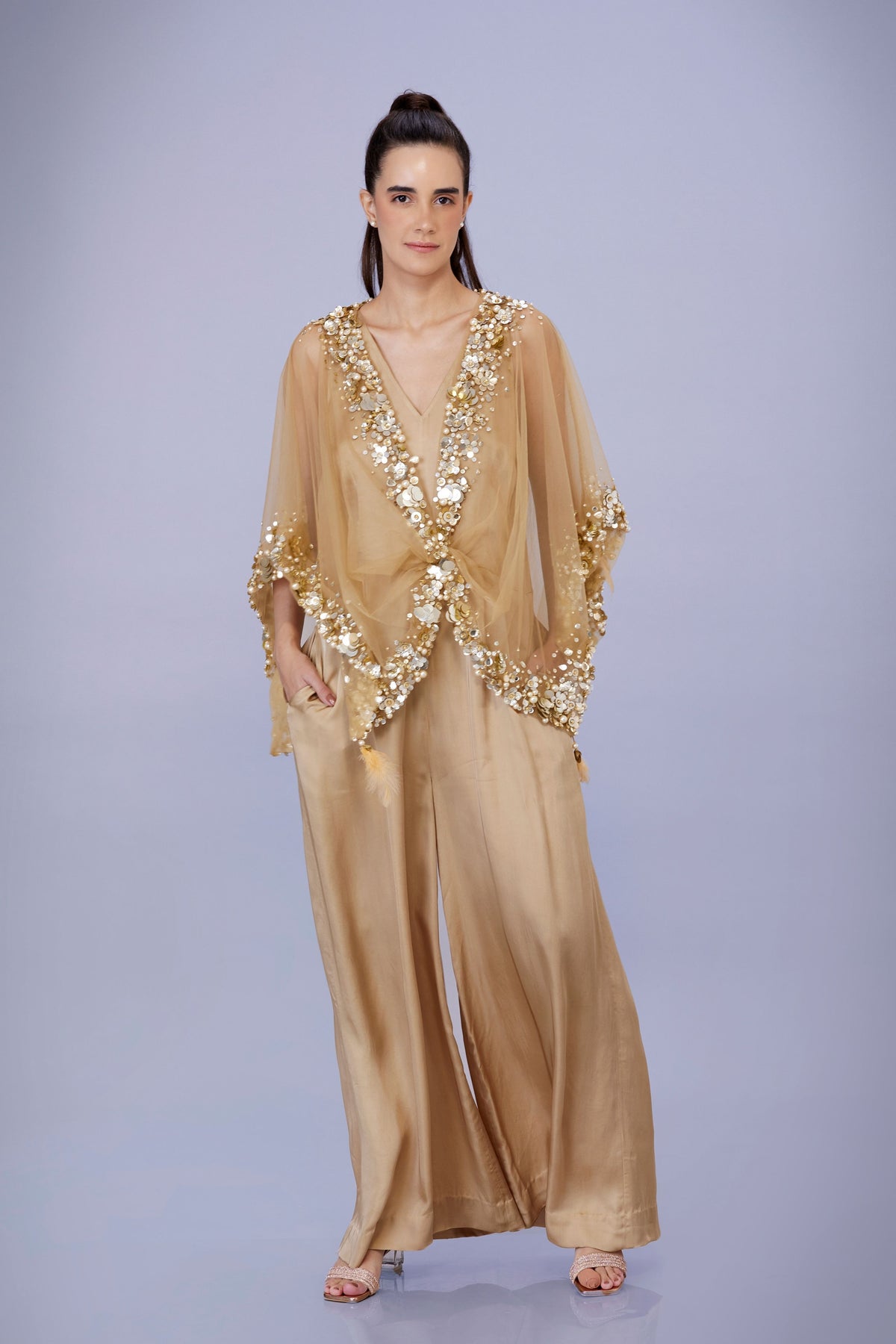 Light Gold Jumpsuit With Kaftan