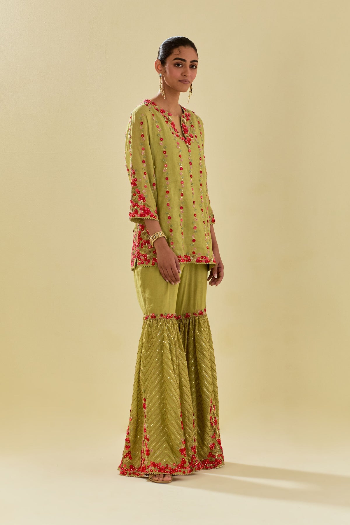 Green Sharara Set