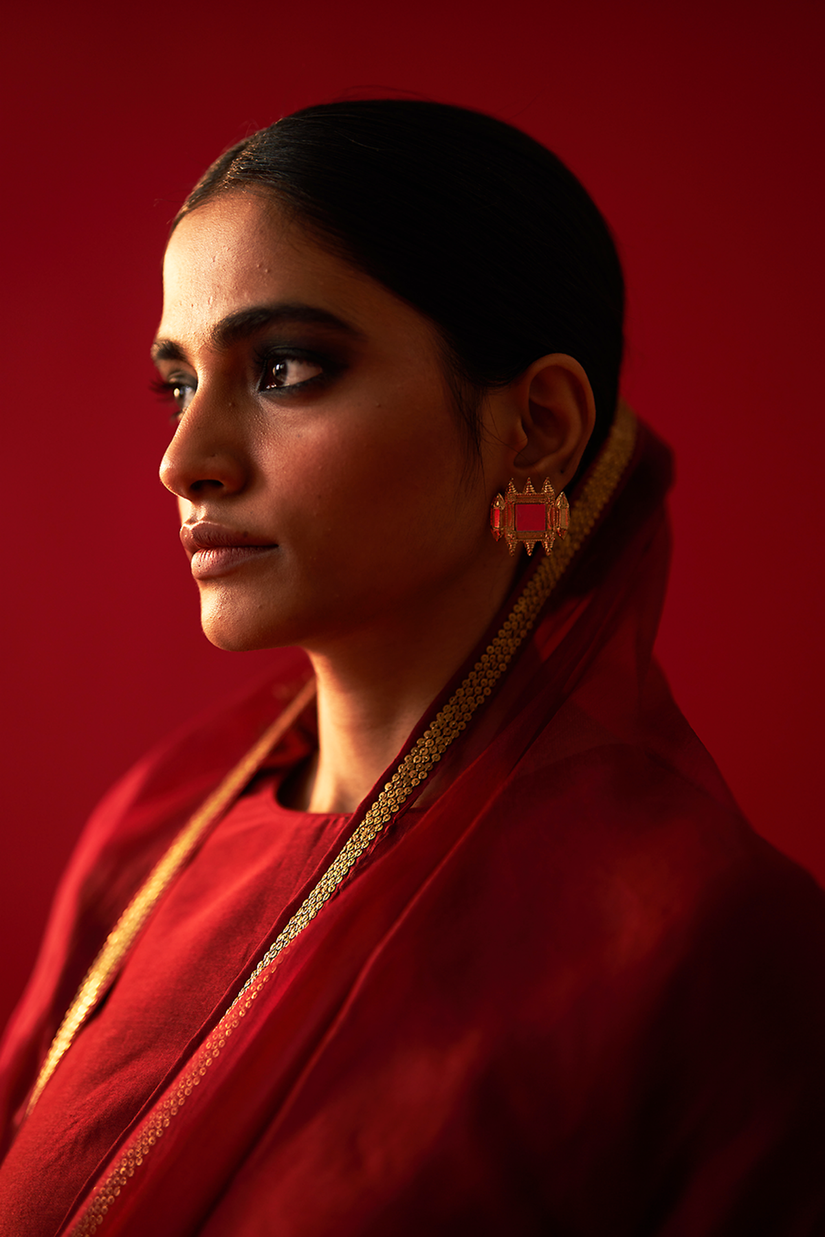 Maroon Embroidered Saree