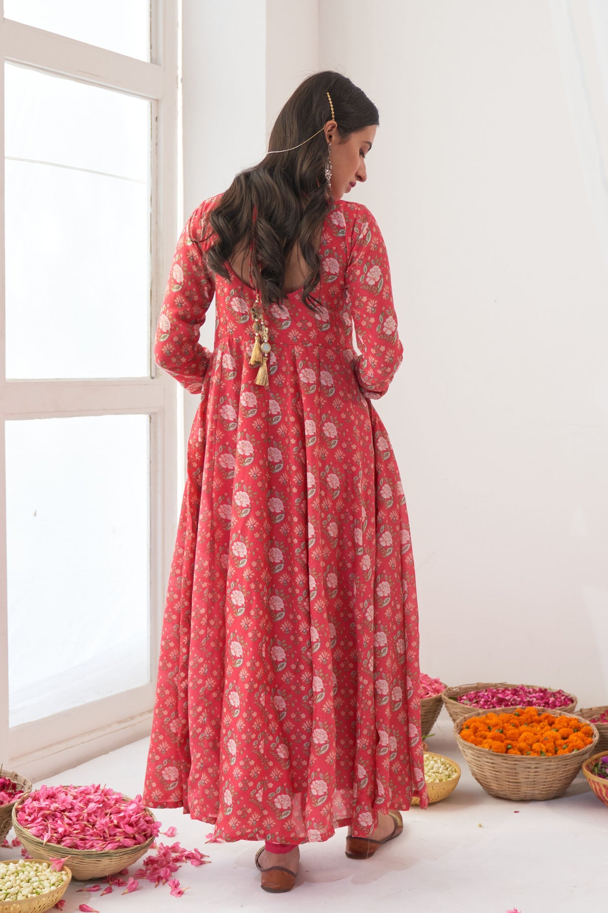 Hot Pink Peony Anarkali Set