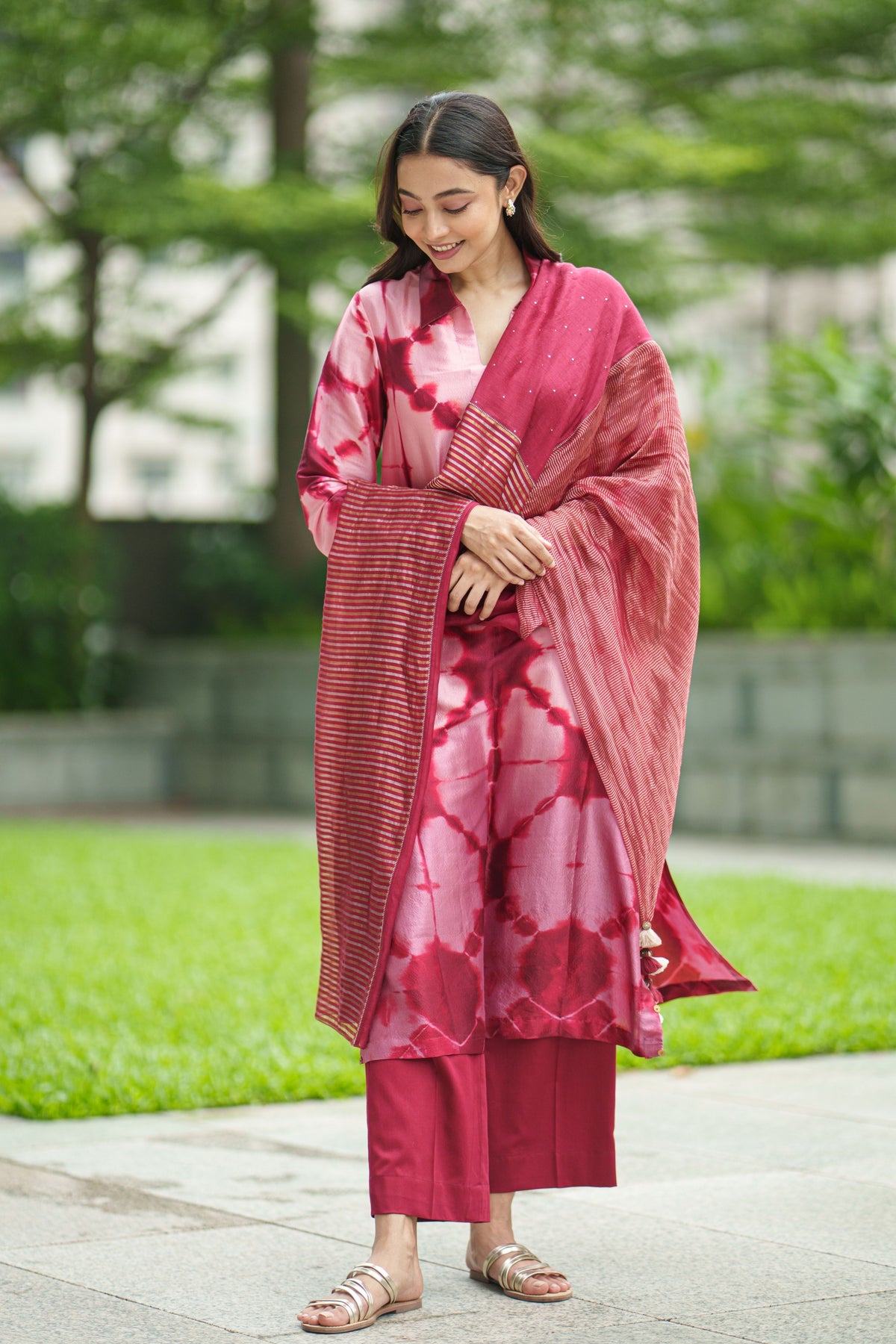 Panelled Wine Dupatta