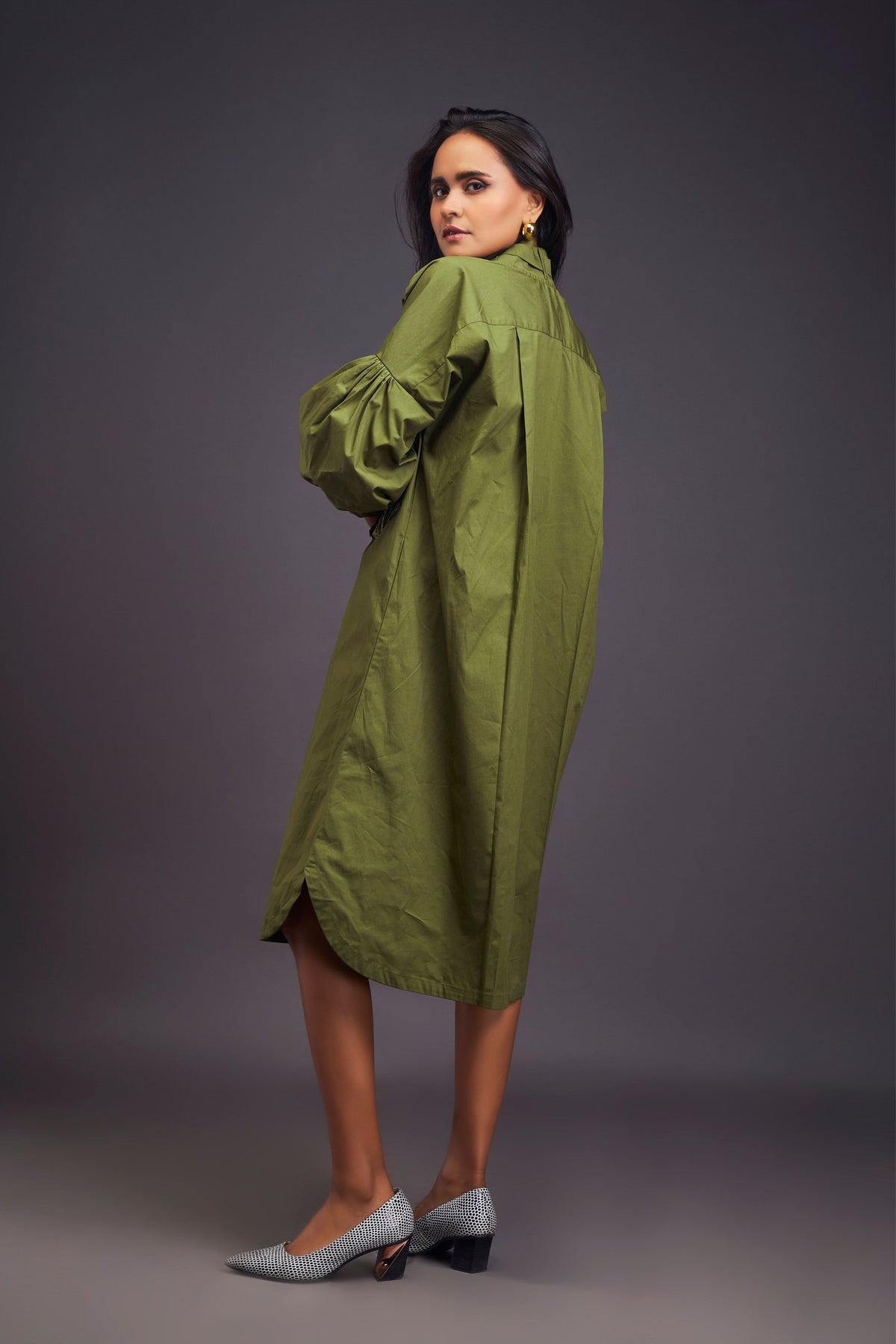 Green Oversized Shirt Dress