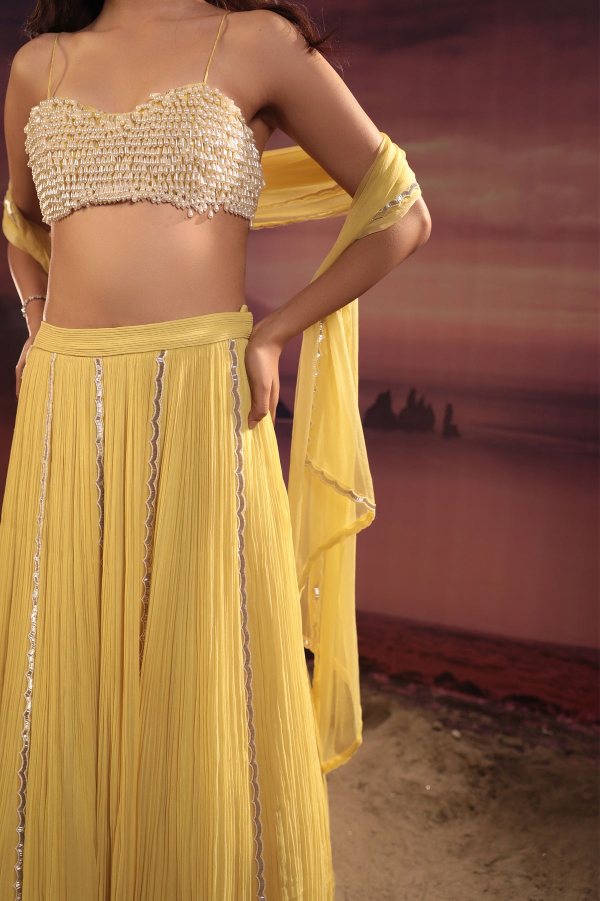 Mange Yellow Lehenga Set