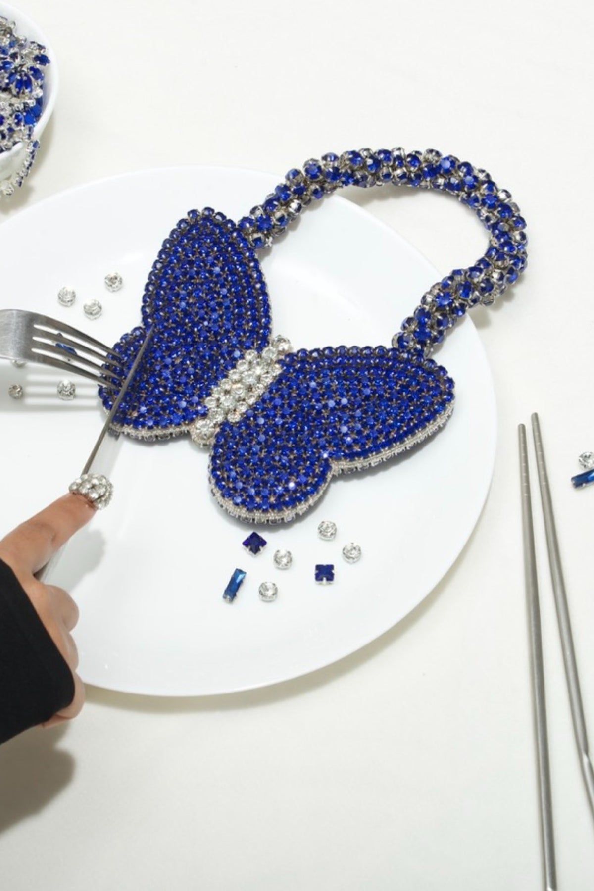 Sapphire Butterfly Mini Rhinestone Bag