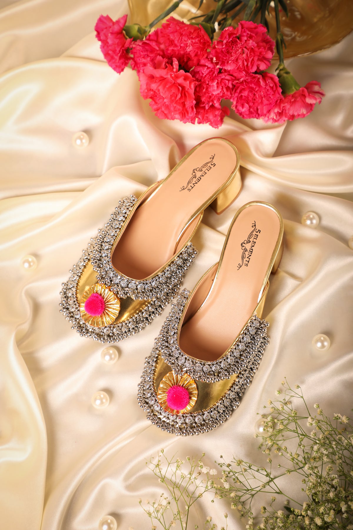 Silver Ghungroo Crown Heels