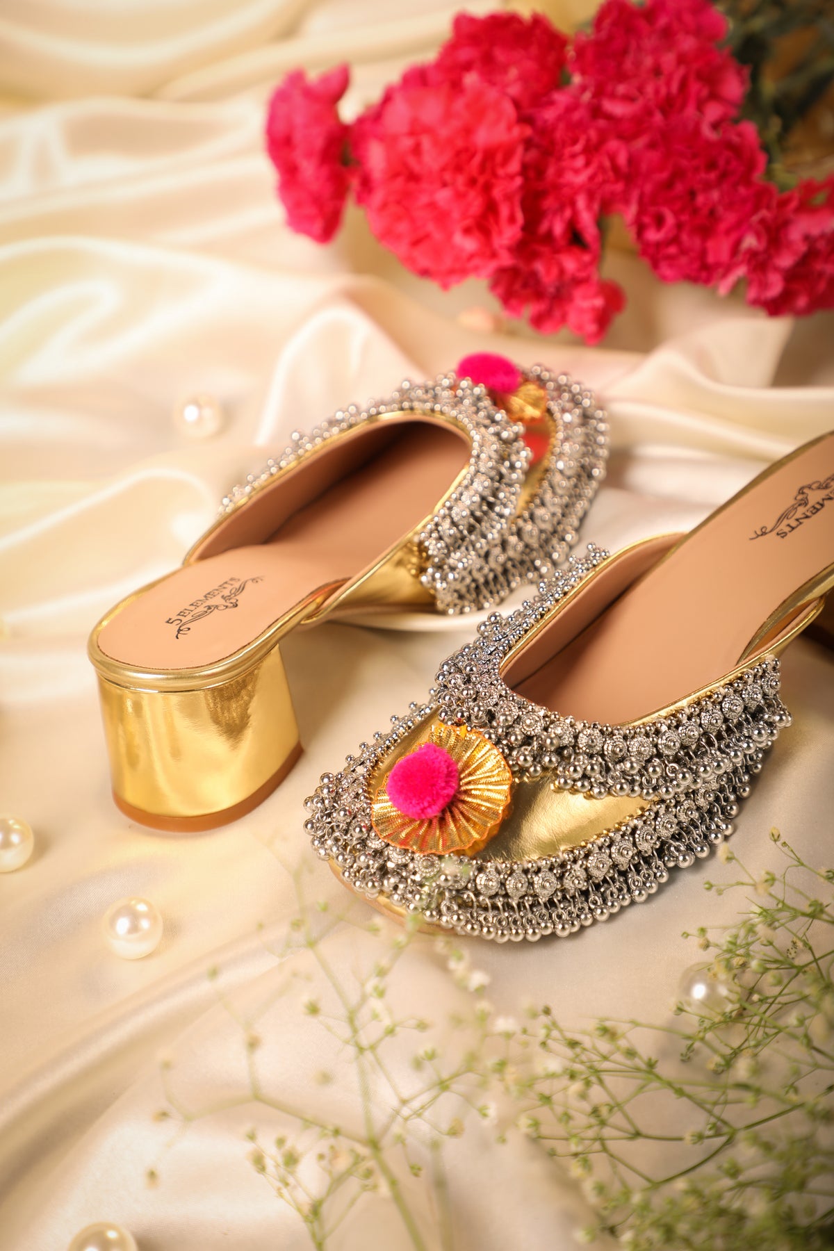 Silver Ghungroo Crown Heels