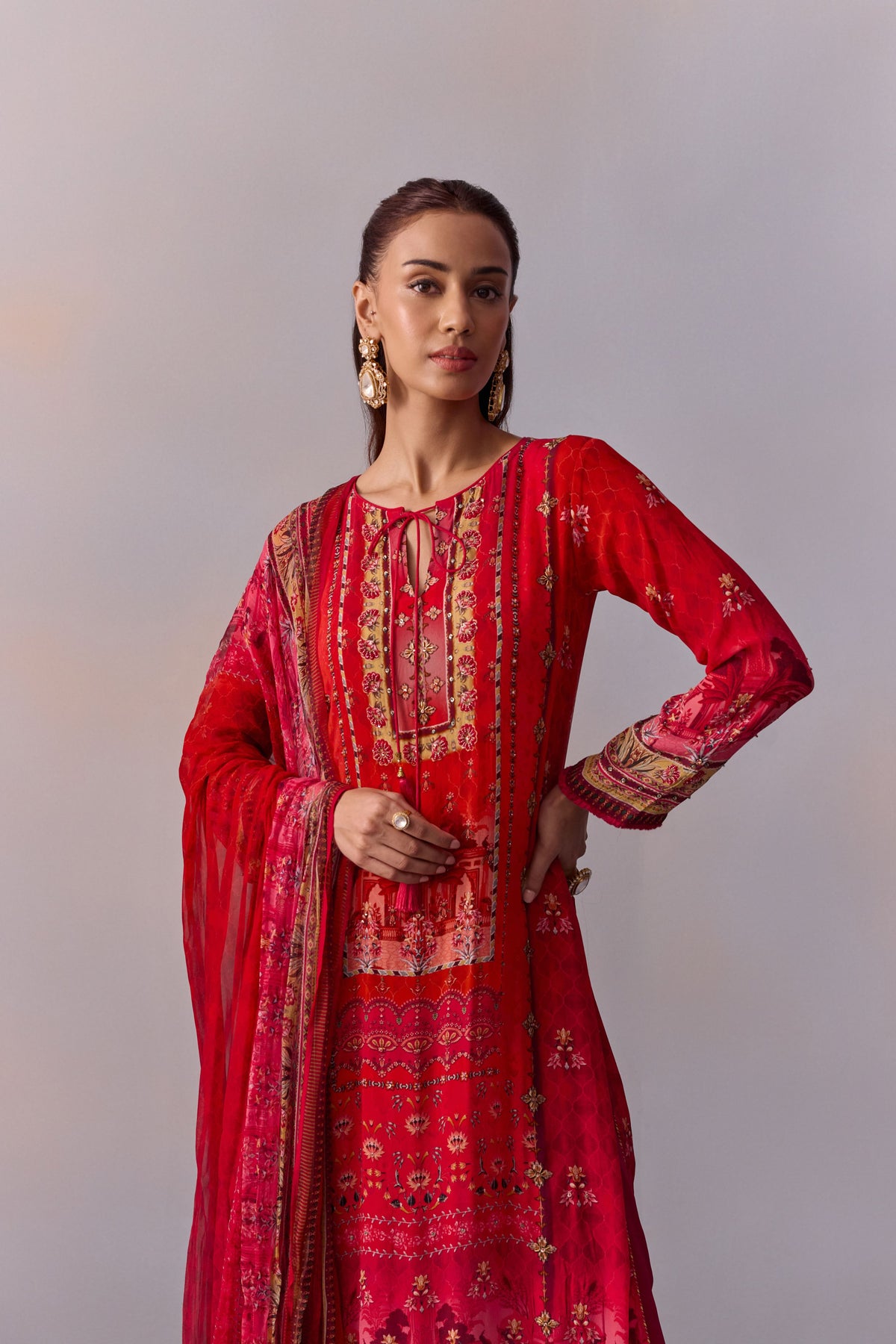 Red Shazia Kurta Set