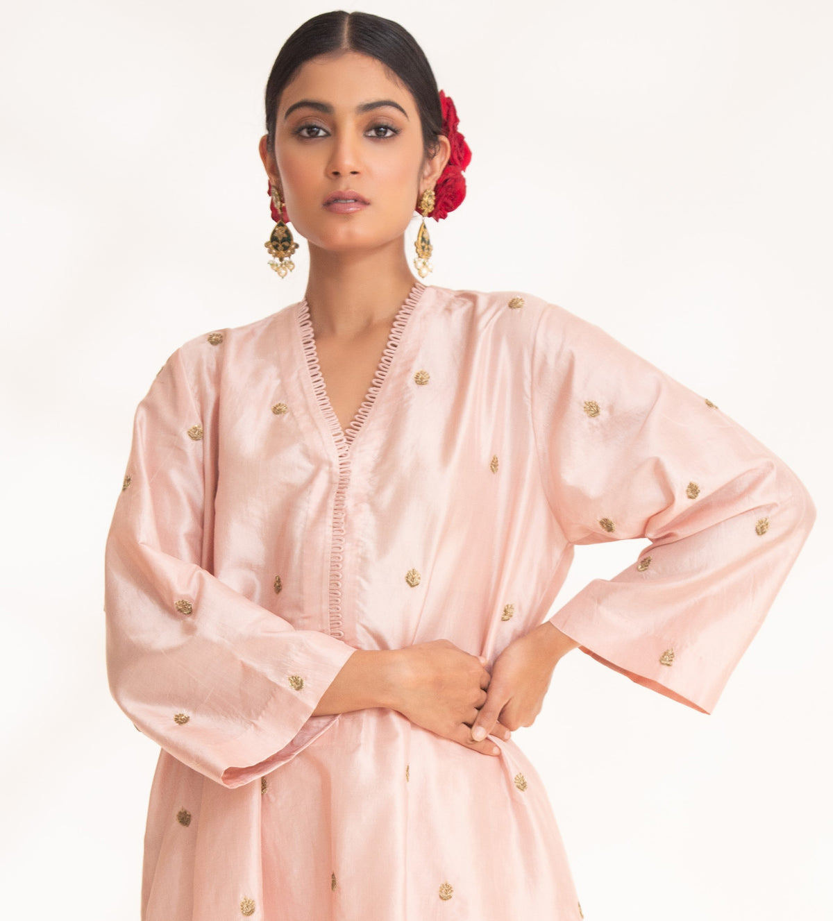 Nude Pink Ojal Tunic Set