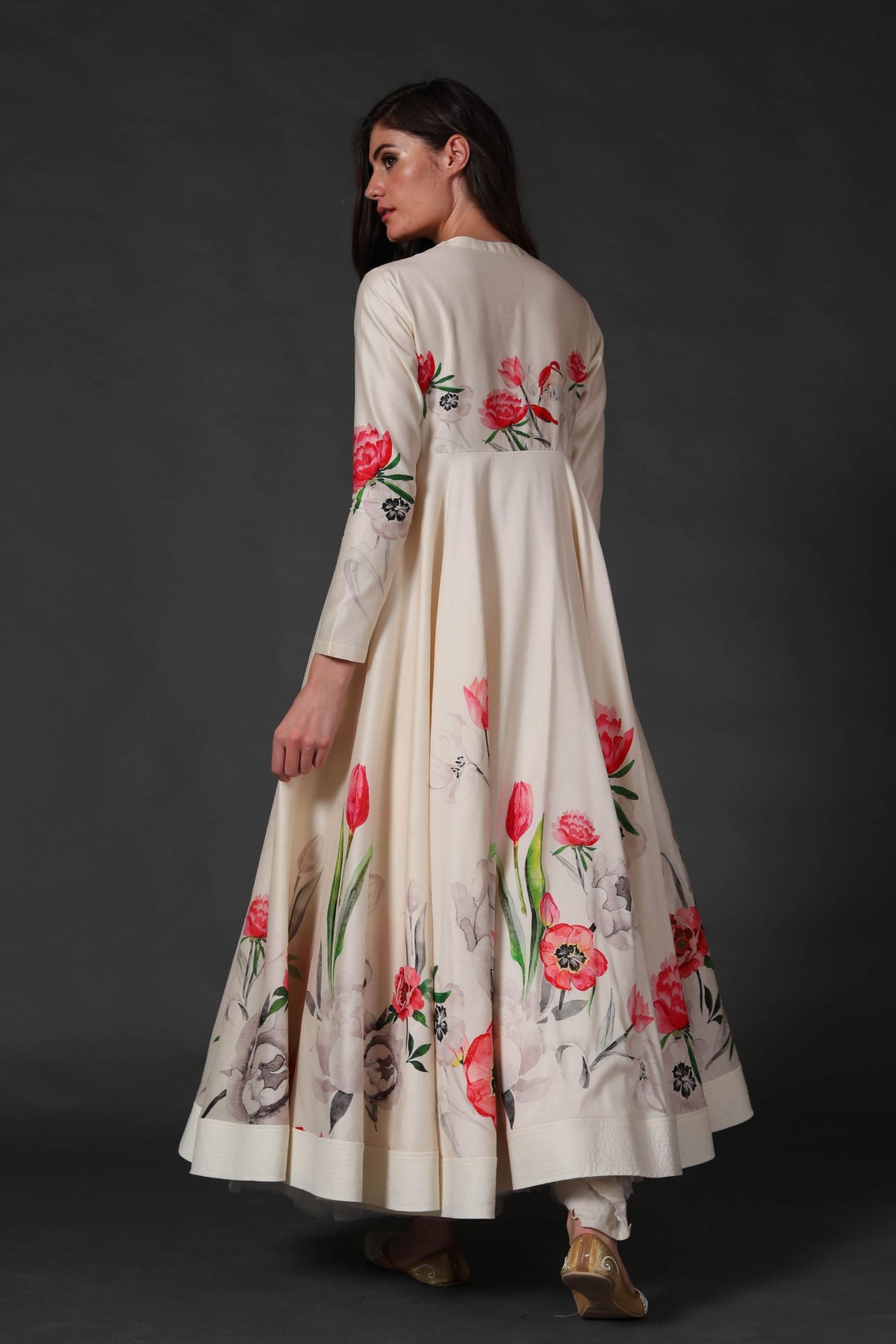 Ivory Digital Printed Anarkali