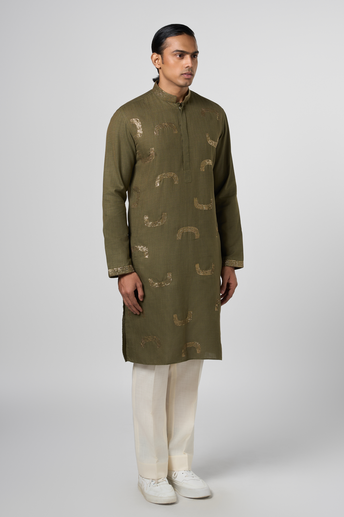 Conceptual Pitta Olive Kurta