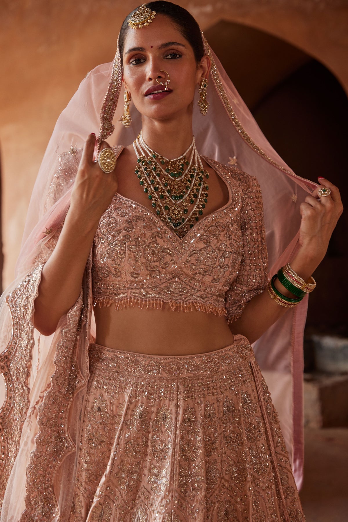 Blush Pink Raw Silk Lehenga Set