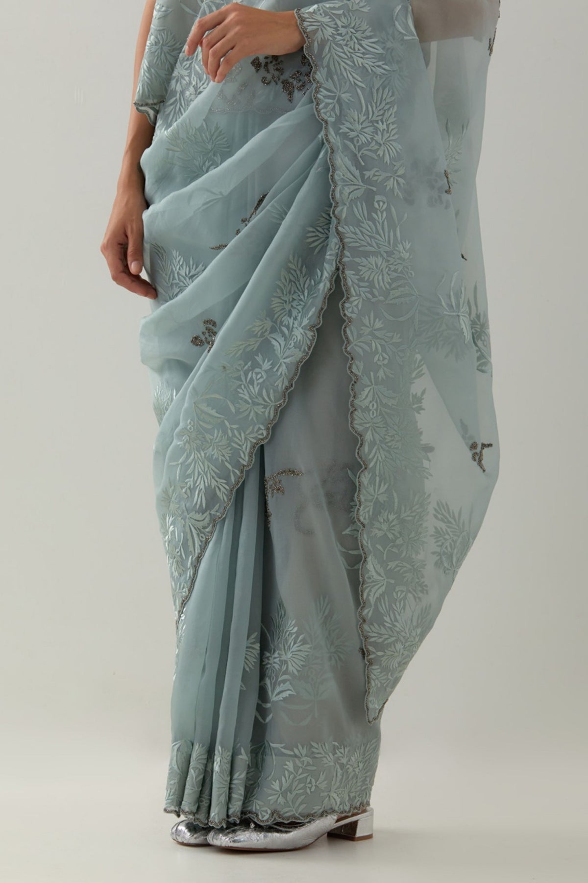 Celadon Organza Saree Set