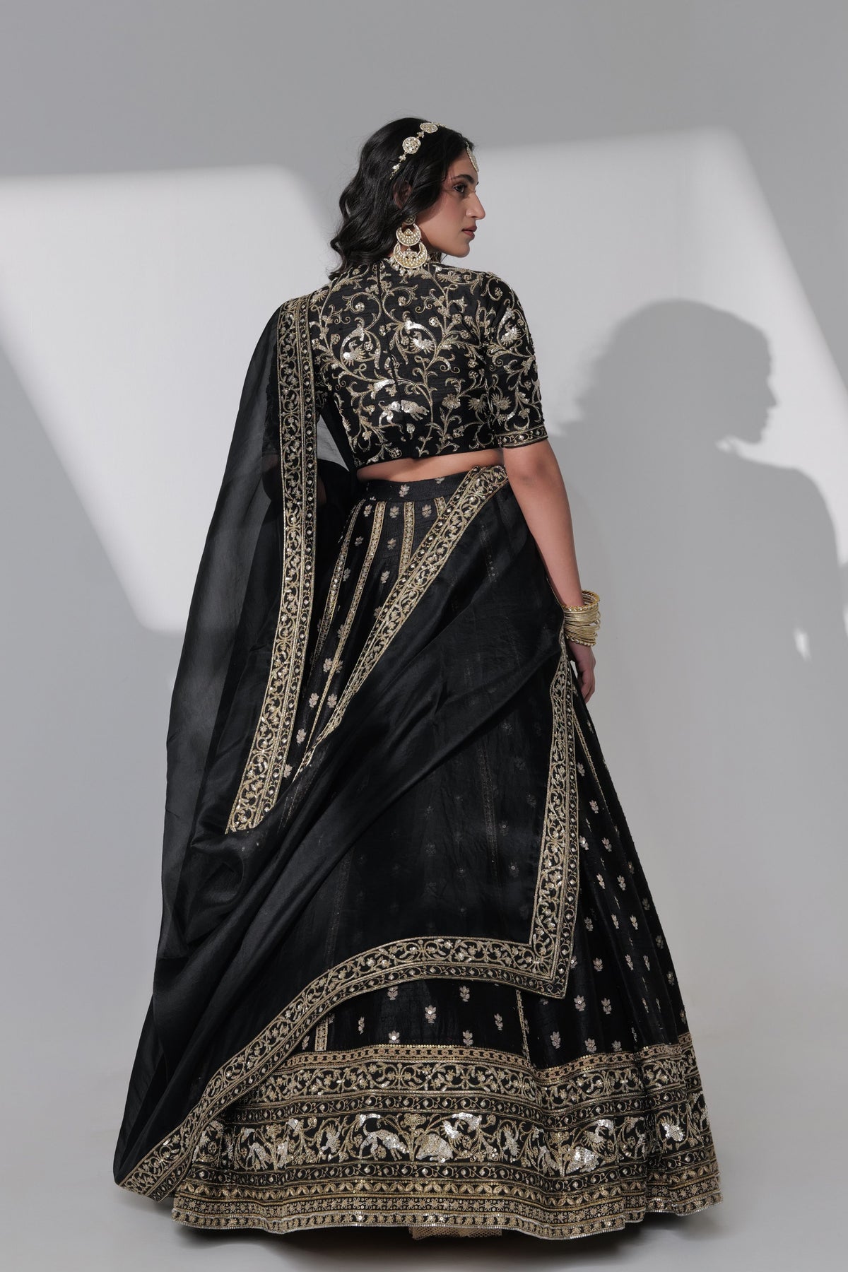 Black Embroidery Lehenga Set