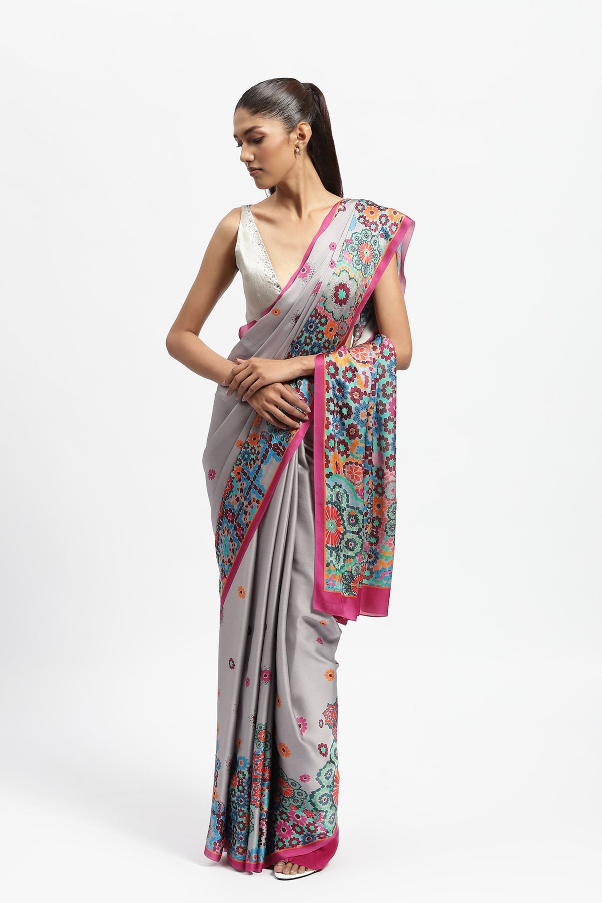 Fractal Bloom Embellished Saree