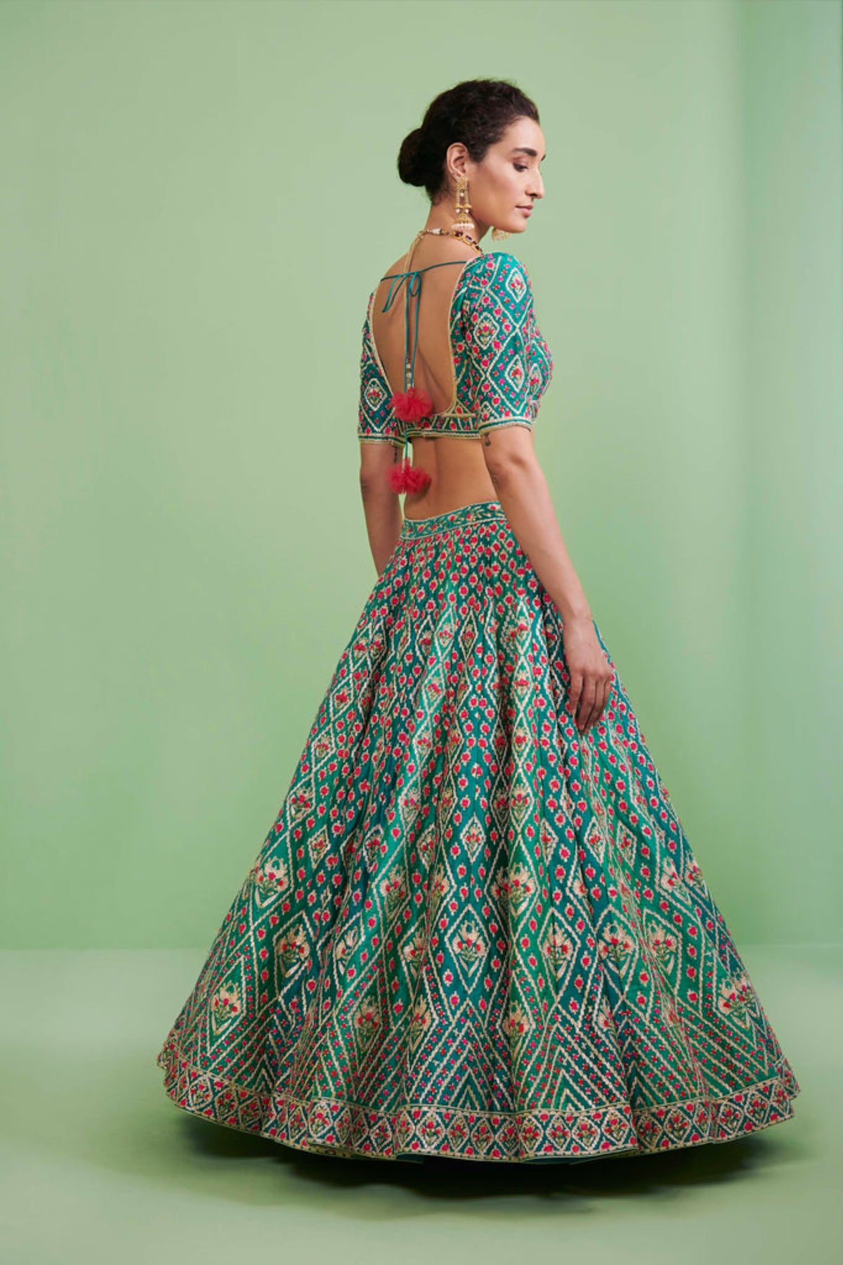 Teal lehenga set