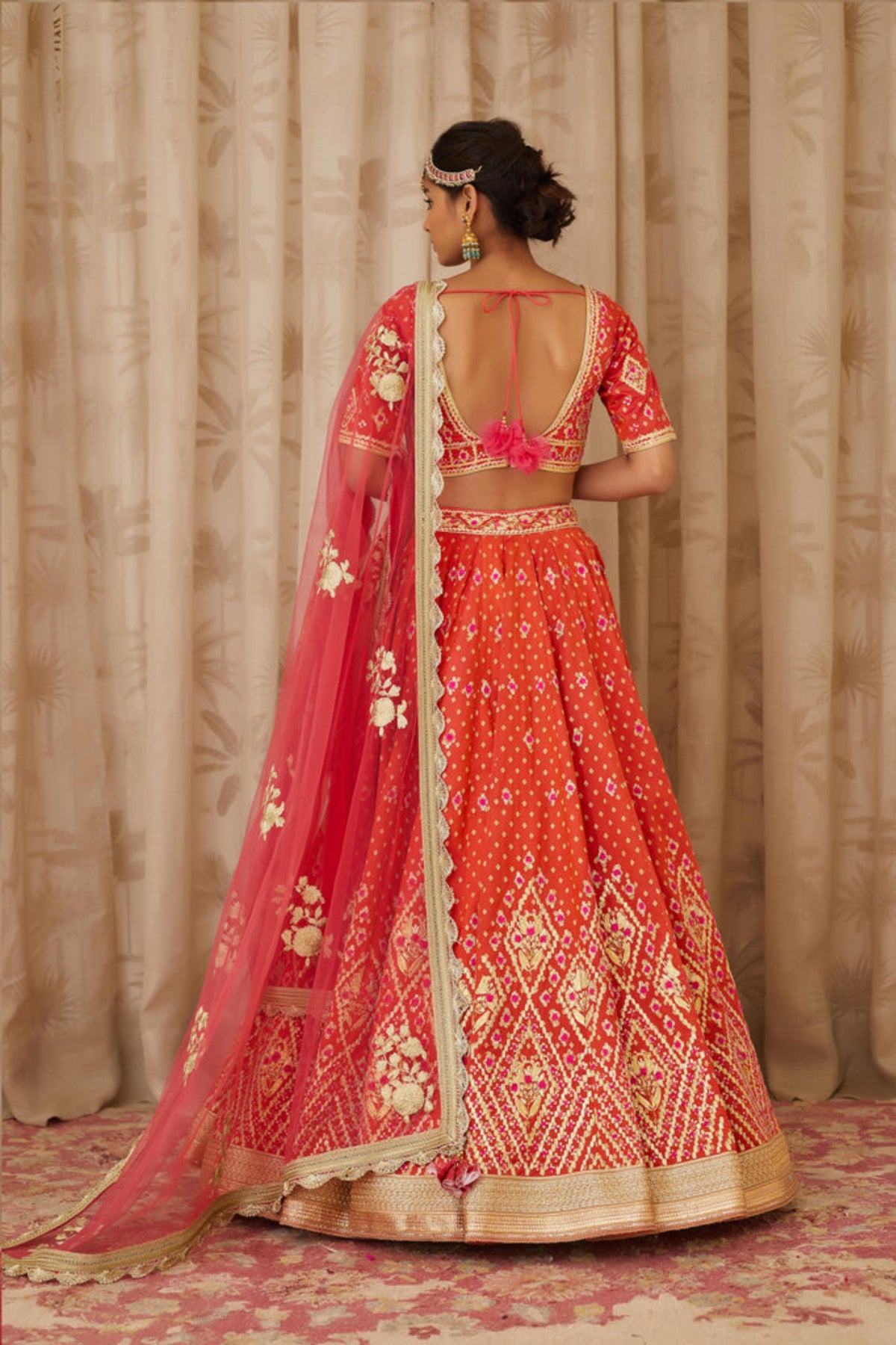 Rust orange lehenga set