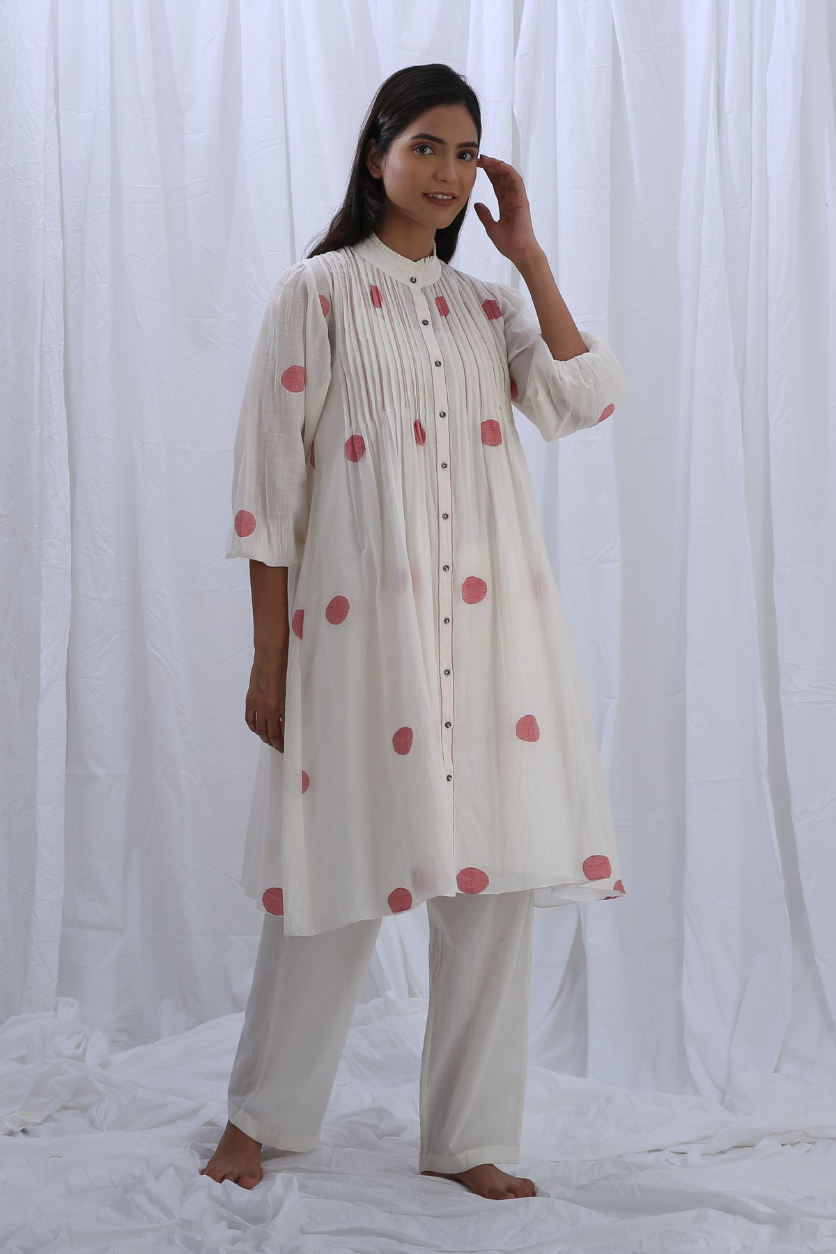 Bright White Pintuck Kurta Set