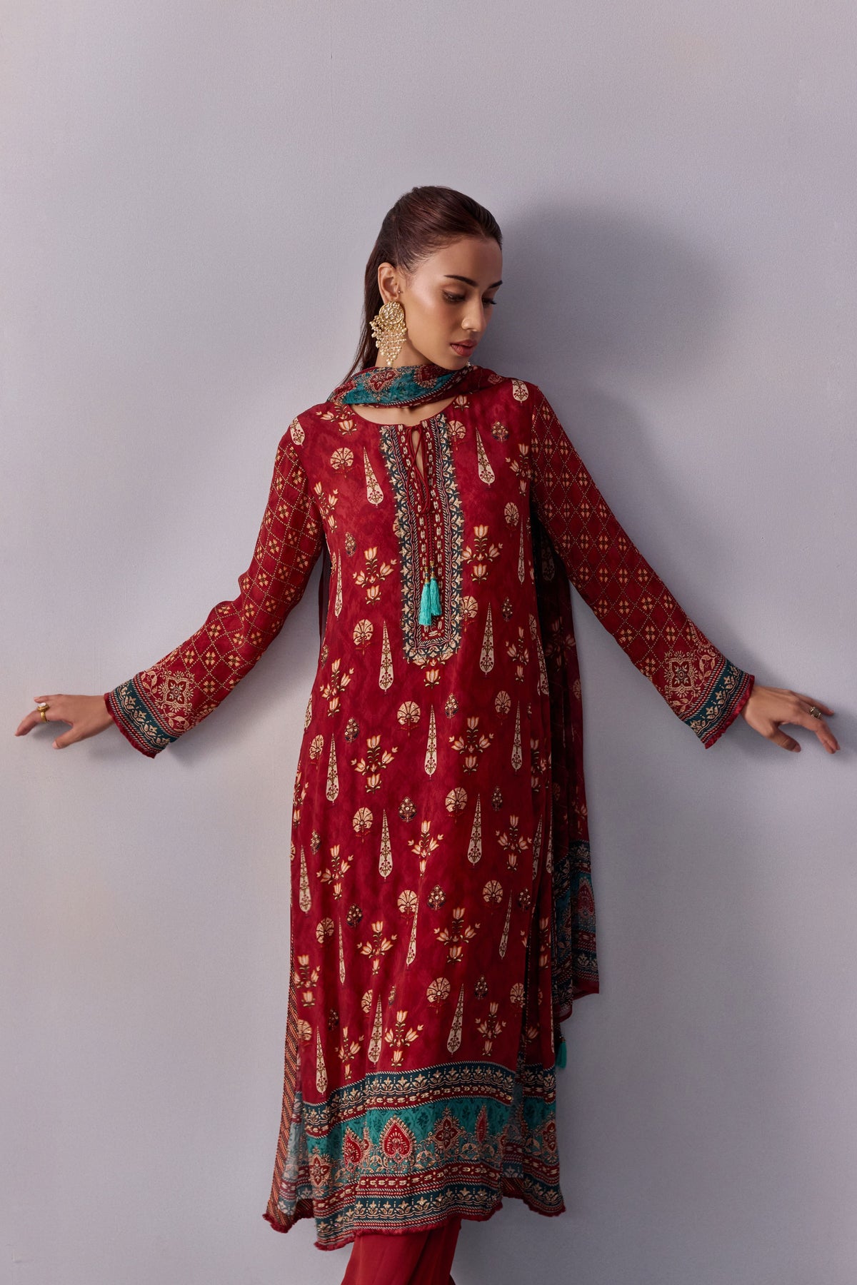 Maroon Reham Kurta Set